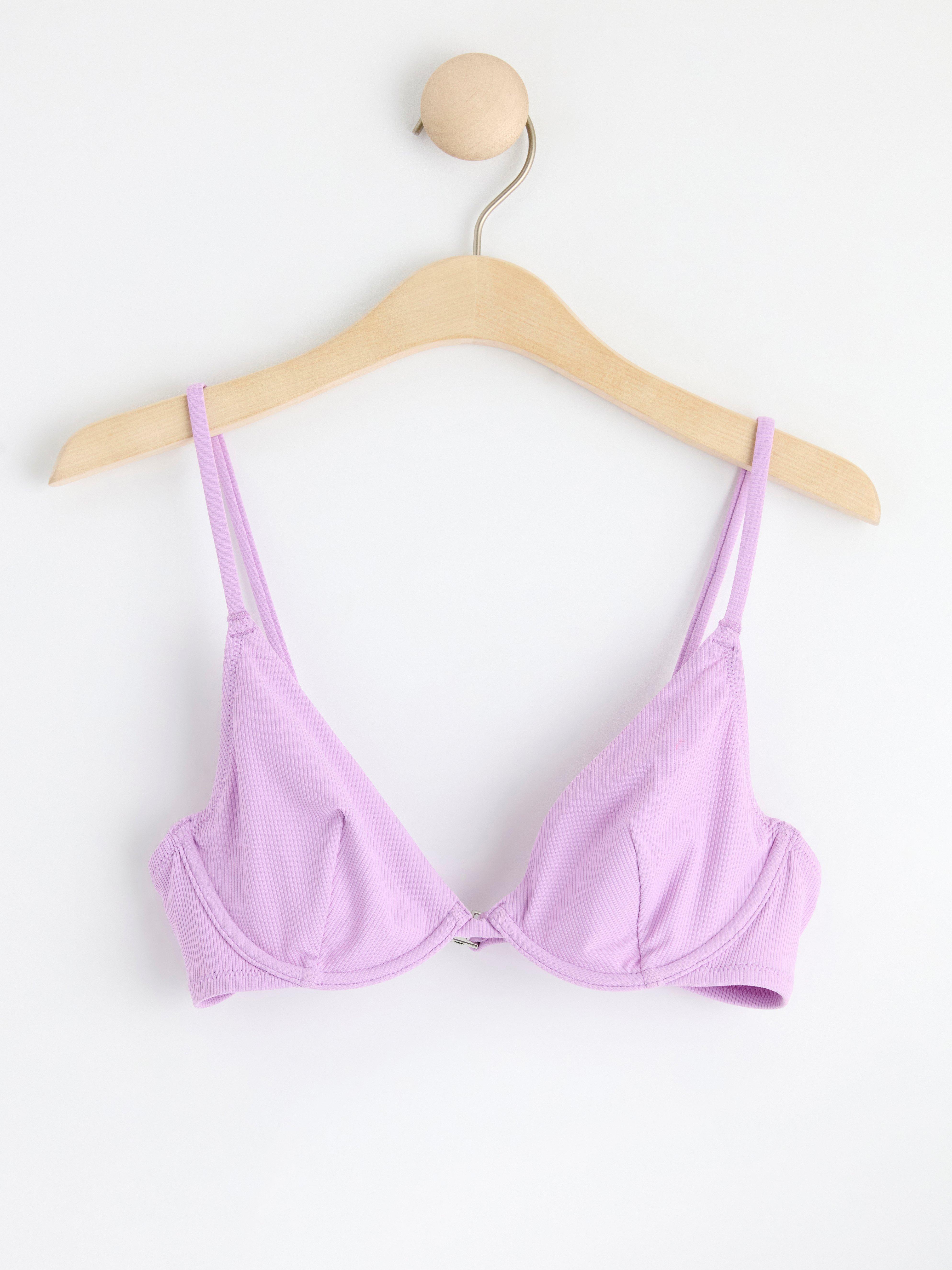 Ribbed unpadded bikini bra with underwire Light Lilac