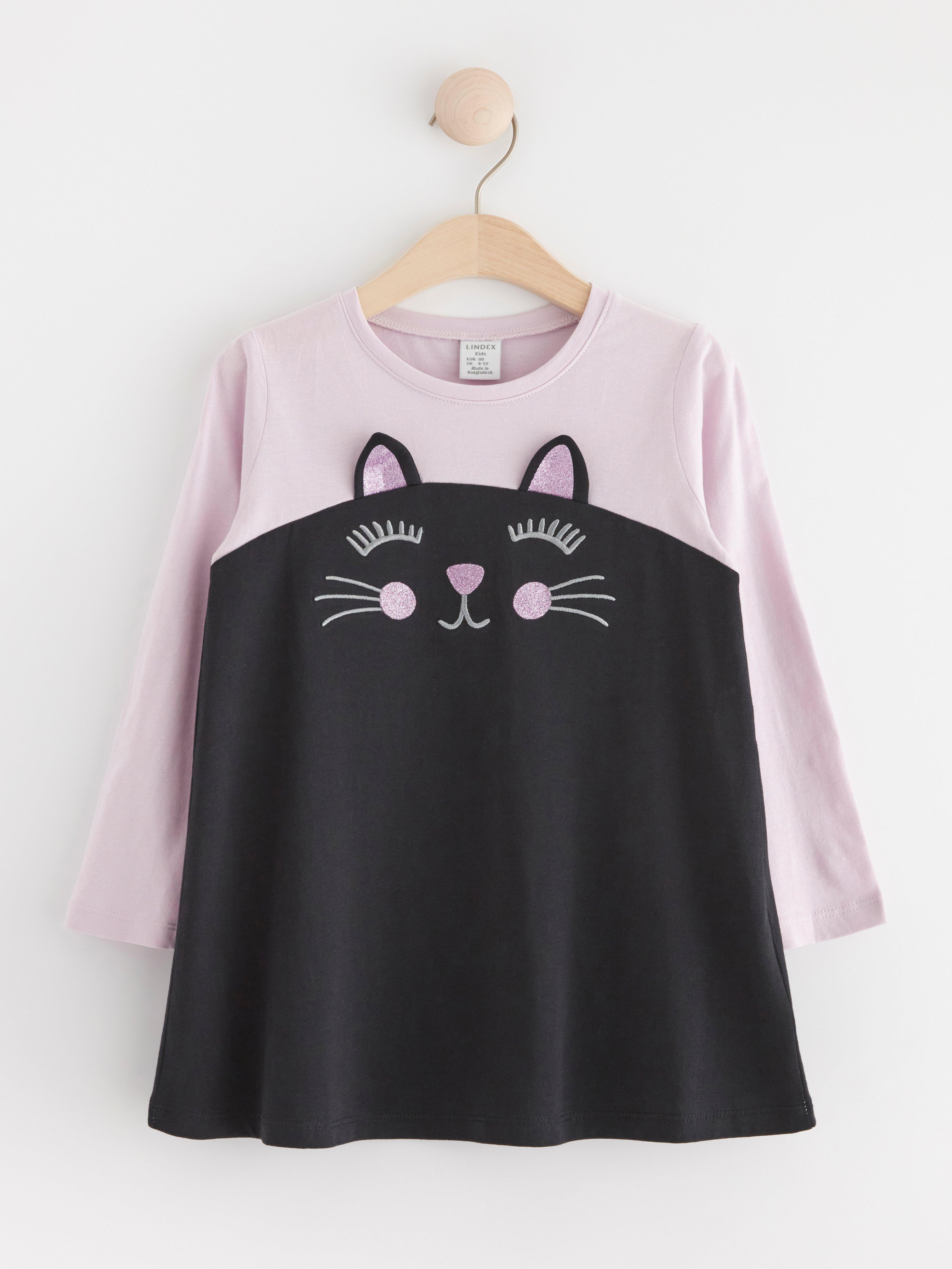 Tunic with cat Off black