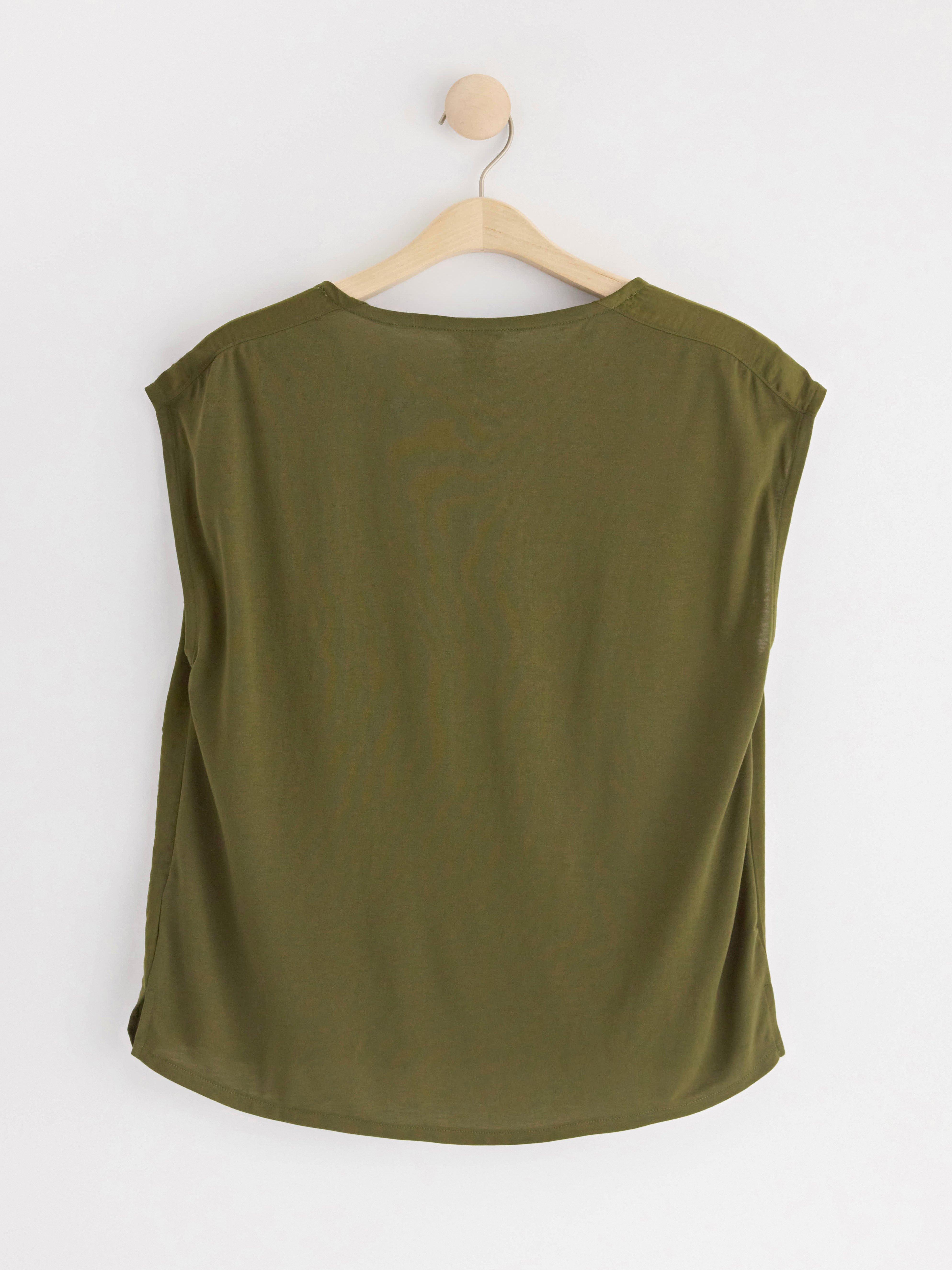 Top with v-neck Dusty Green