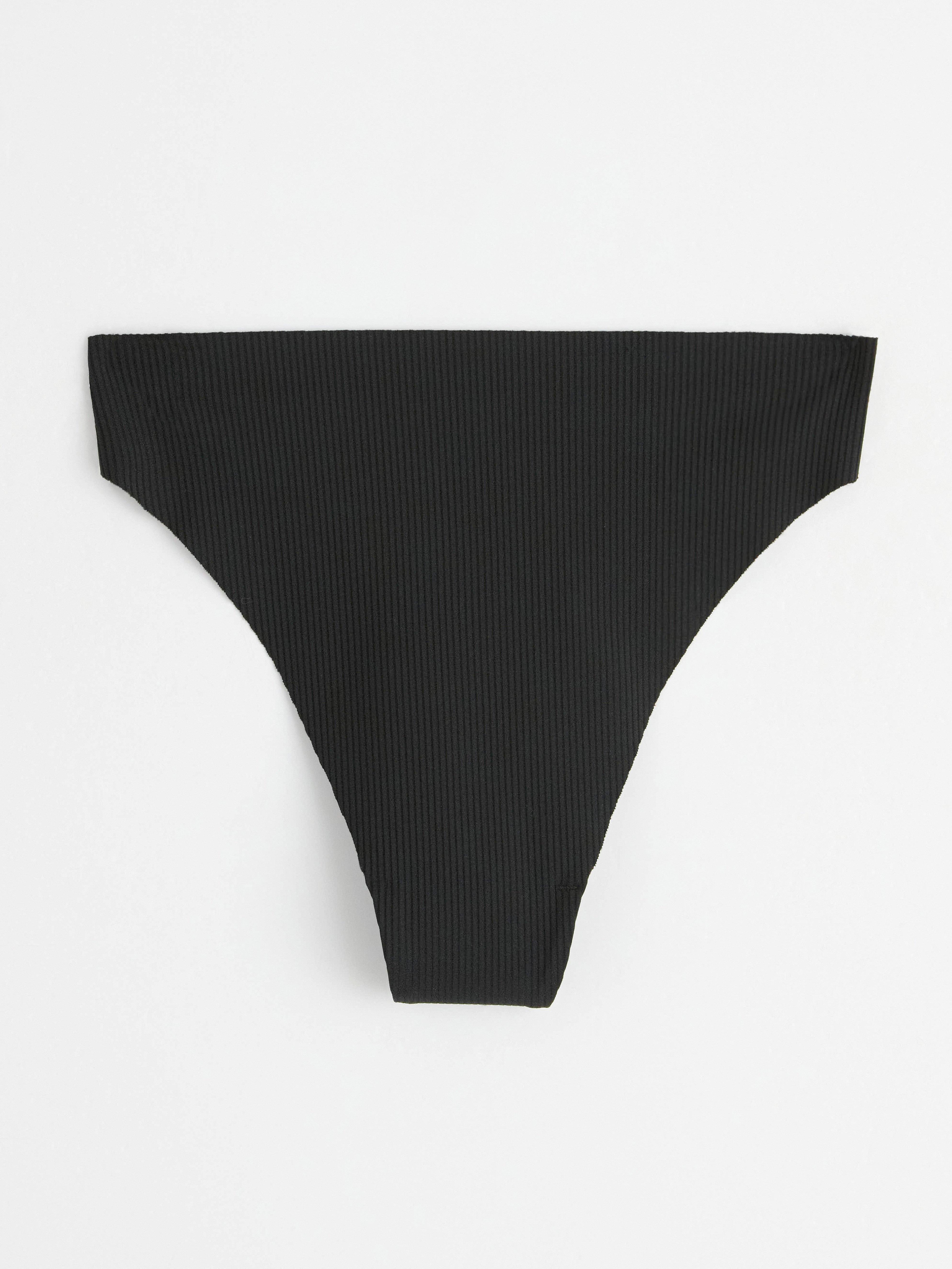 Ribbed seamless high waist thong Black