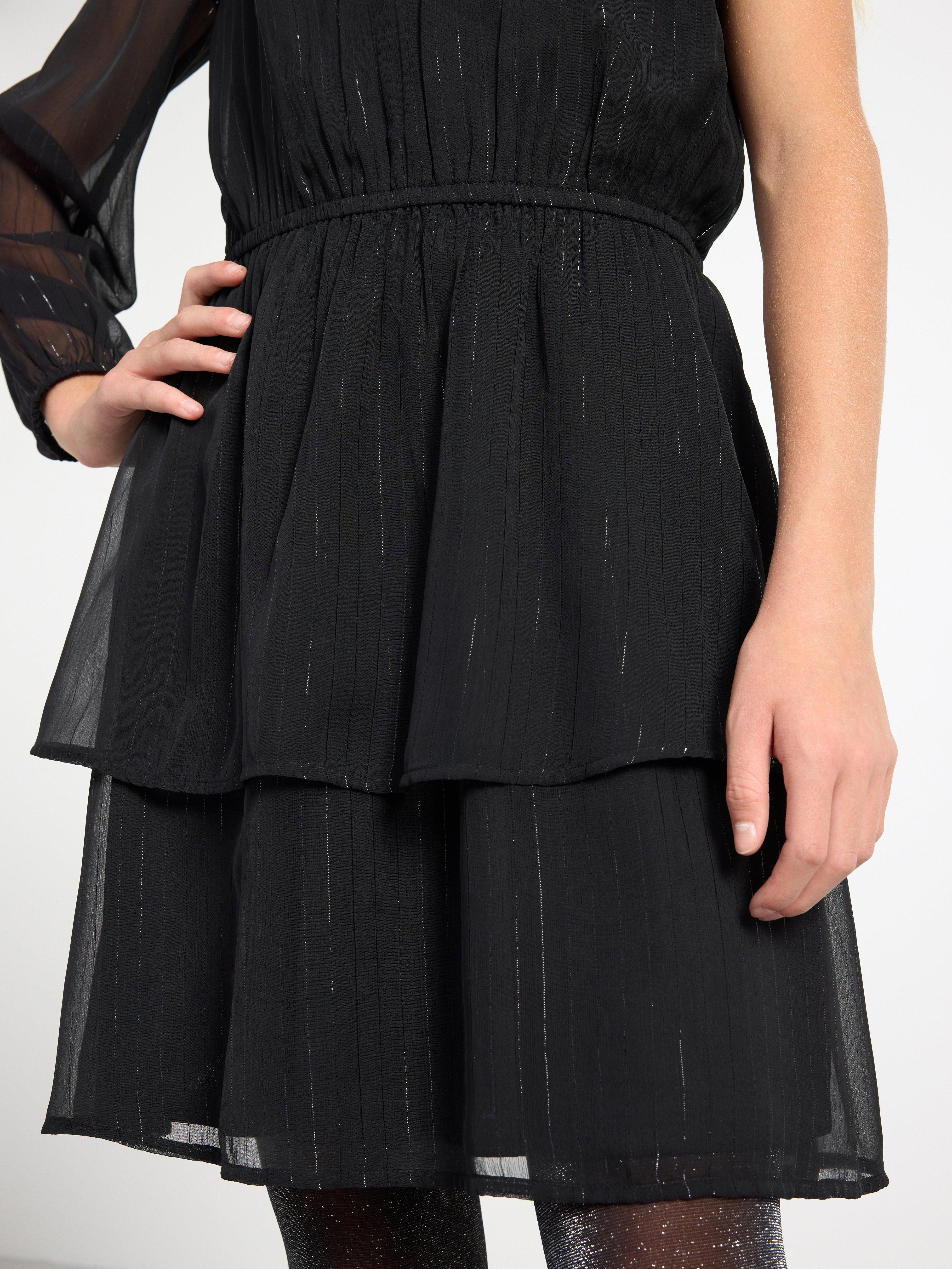 One shoulder chiffon dress Black