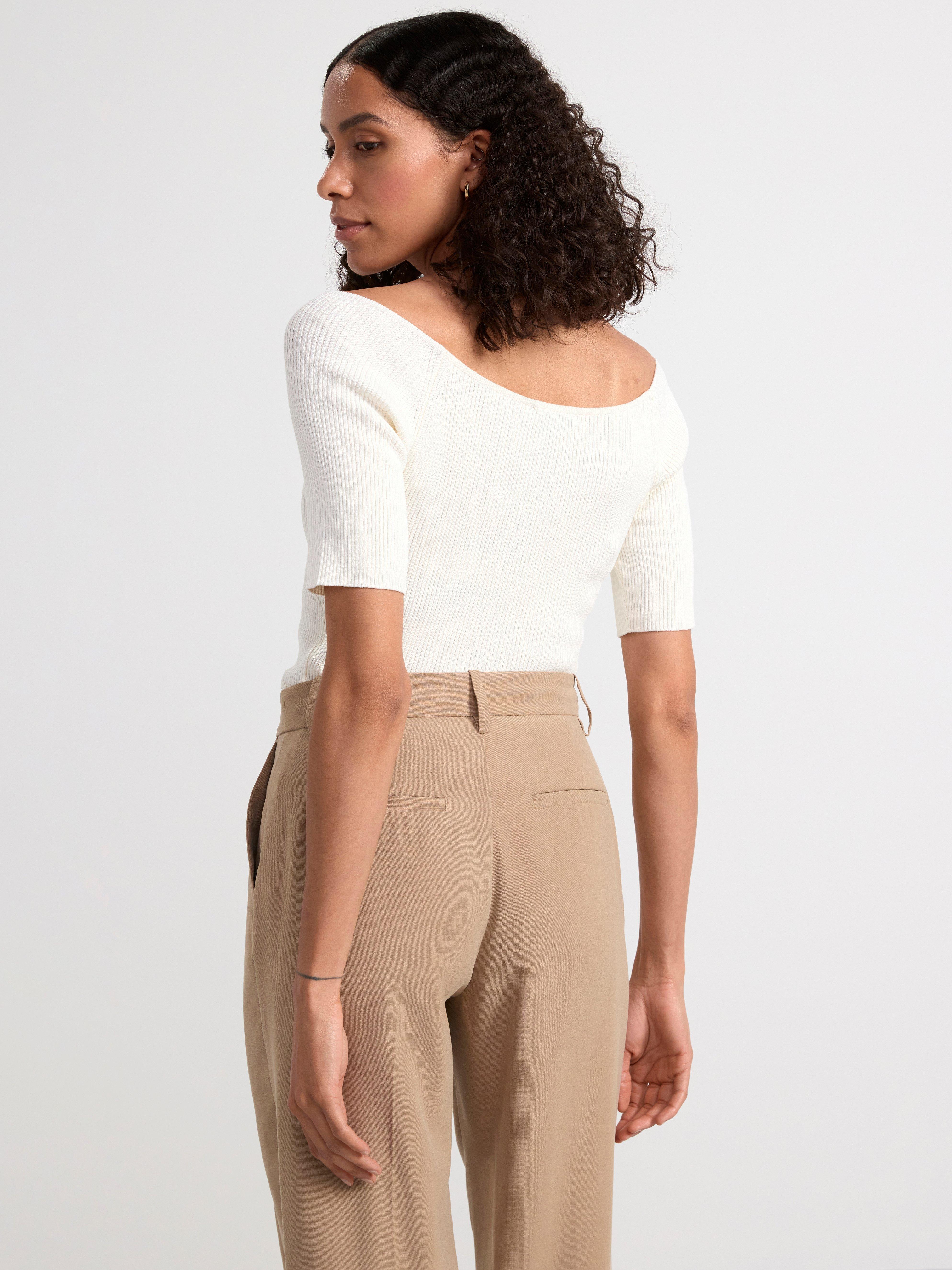 Ribbed short sleeve top Off White