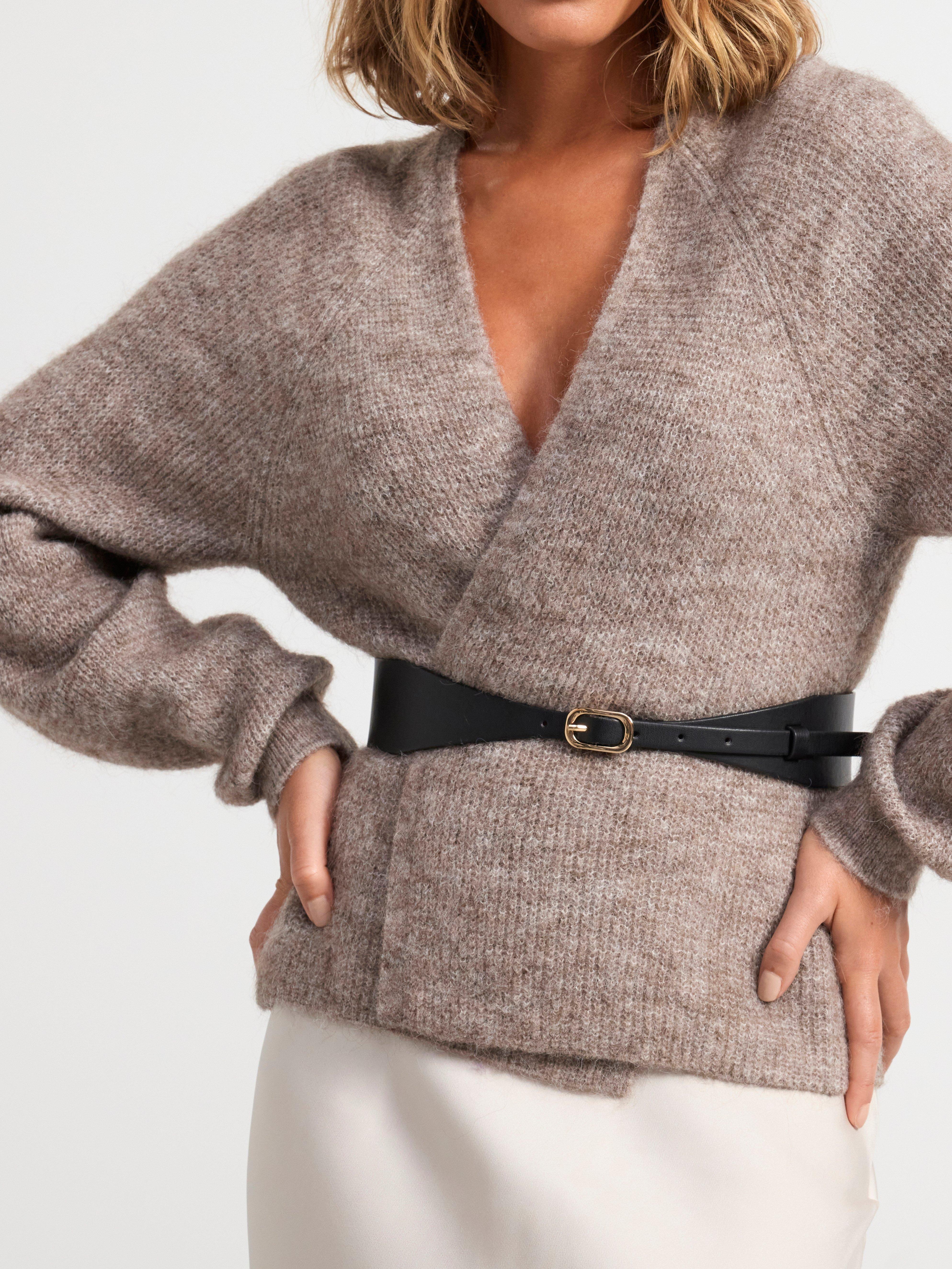 Cardigan in wool blend Brown melange