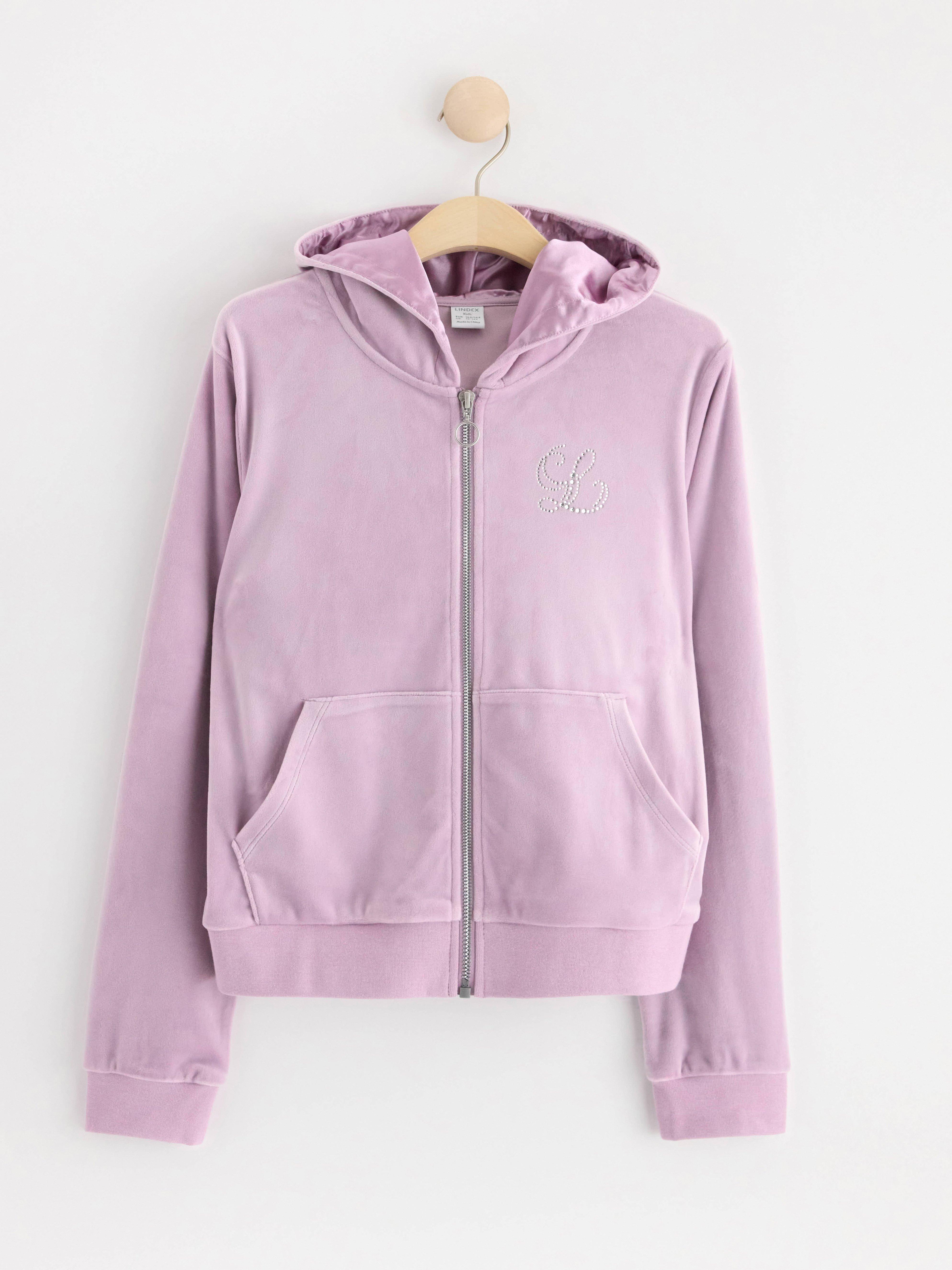 Velour zip hoodie Light Lilac