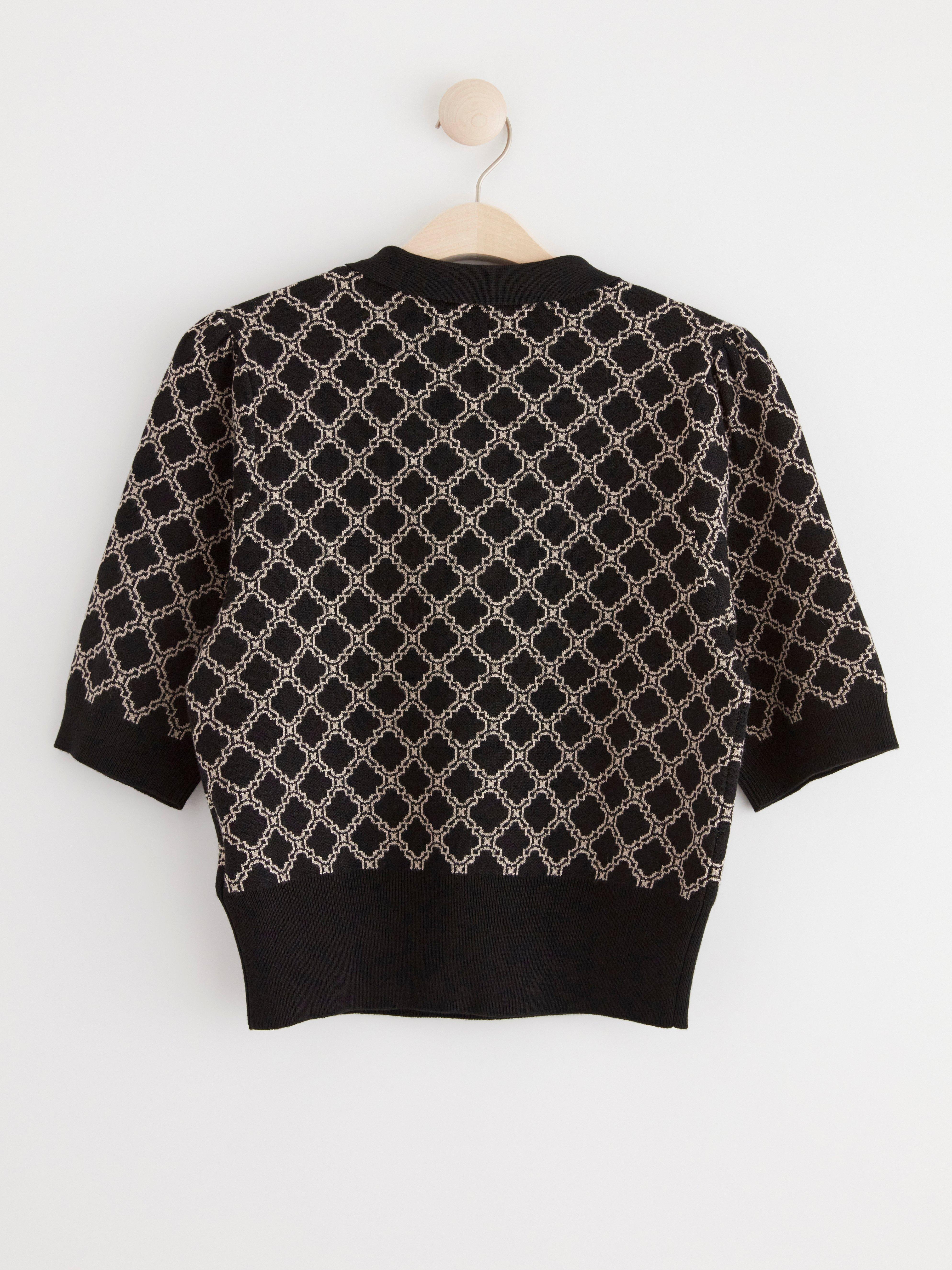 Short sleeve knitted jumper Black