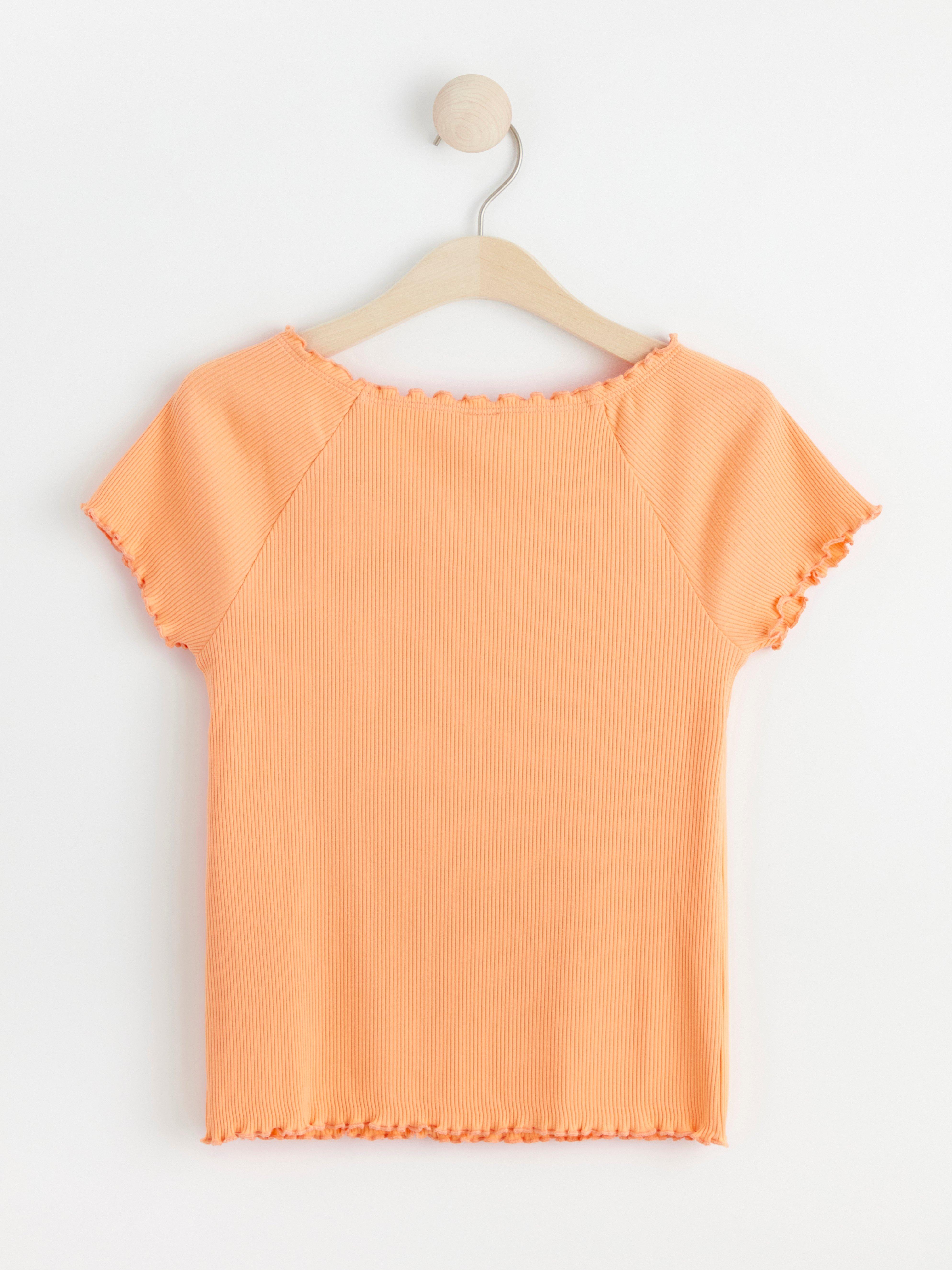 Ribbed short sleeve top Light Orange
