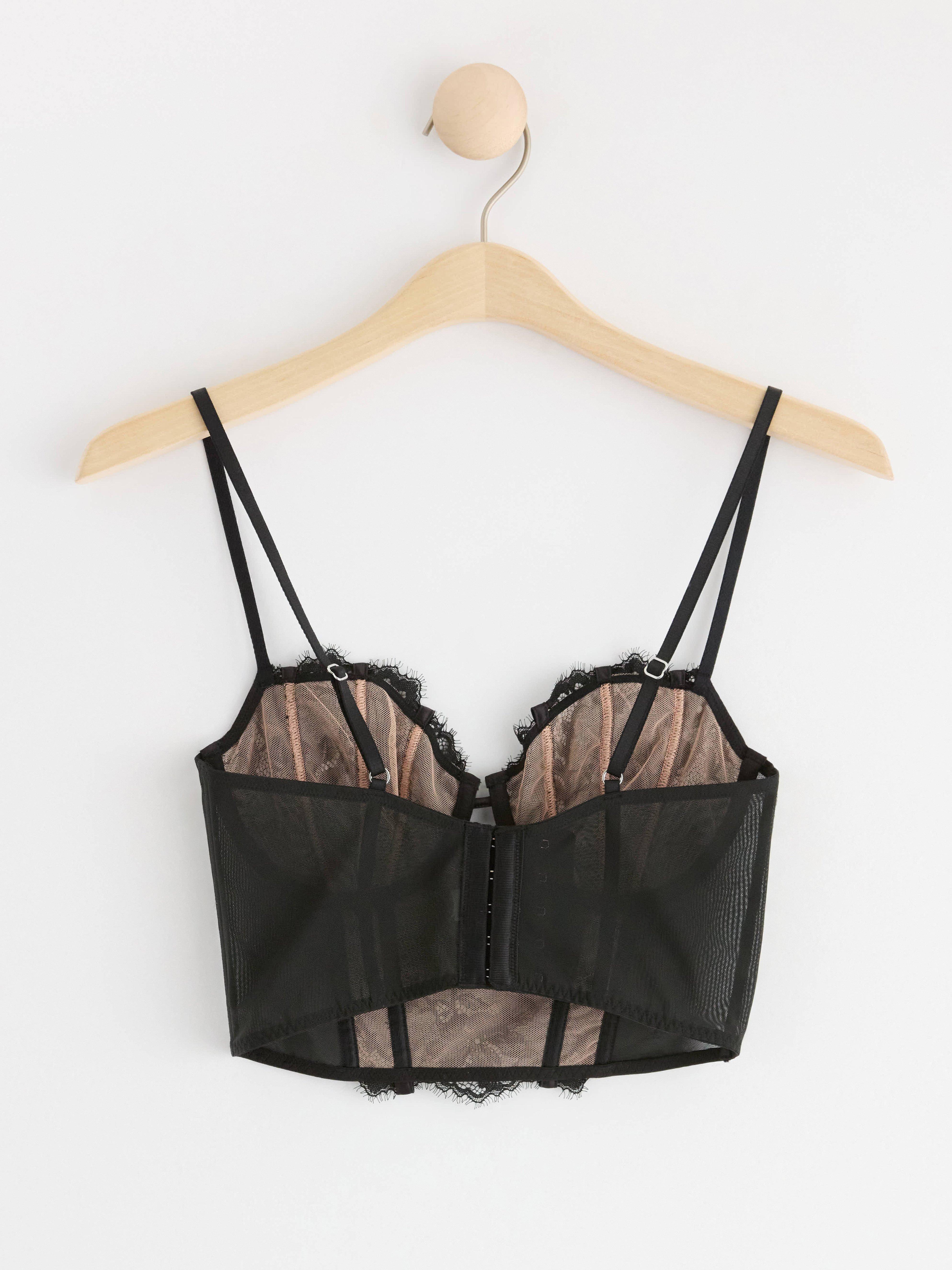 Senna unpadded bustier in lace Black