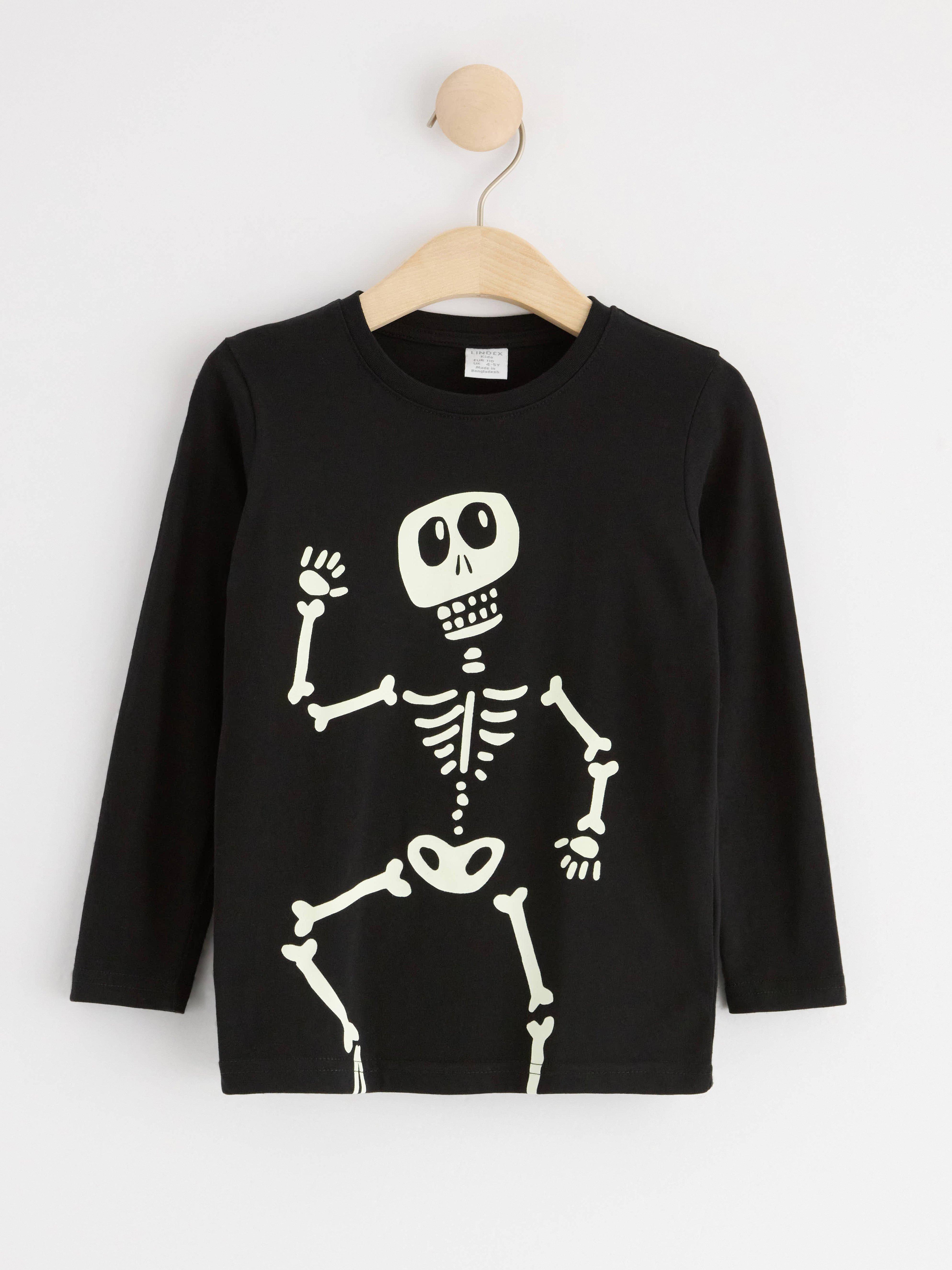 Long sleeve top with skeleton Black