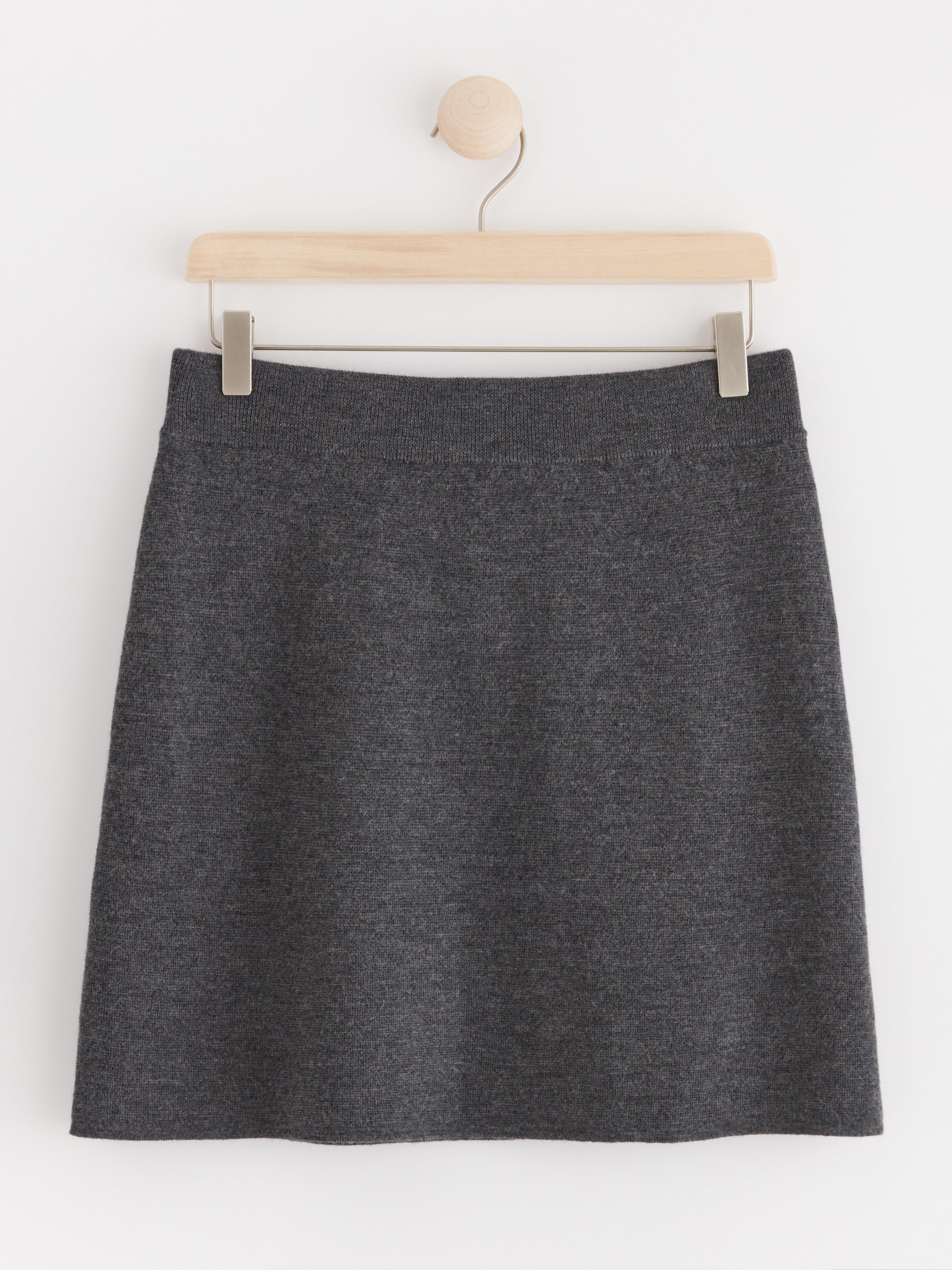Knitted mini skirt in merino wool Dark Grey Melange