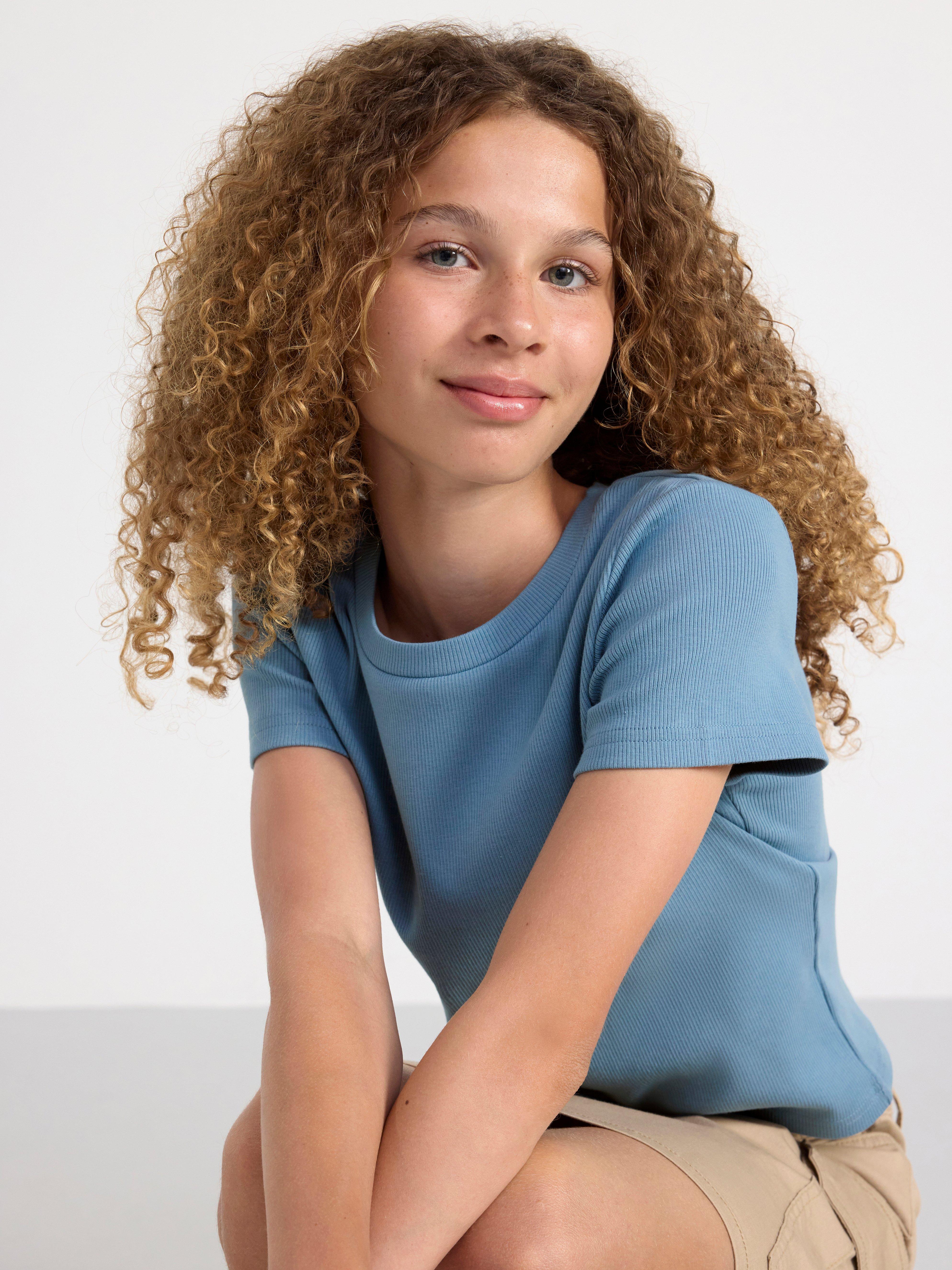 Ribbed cropped top Light Dusty Blue