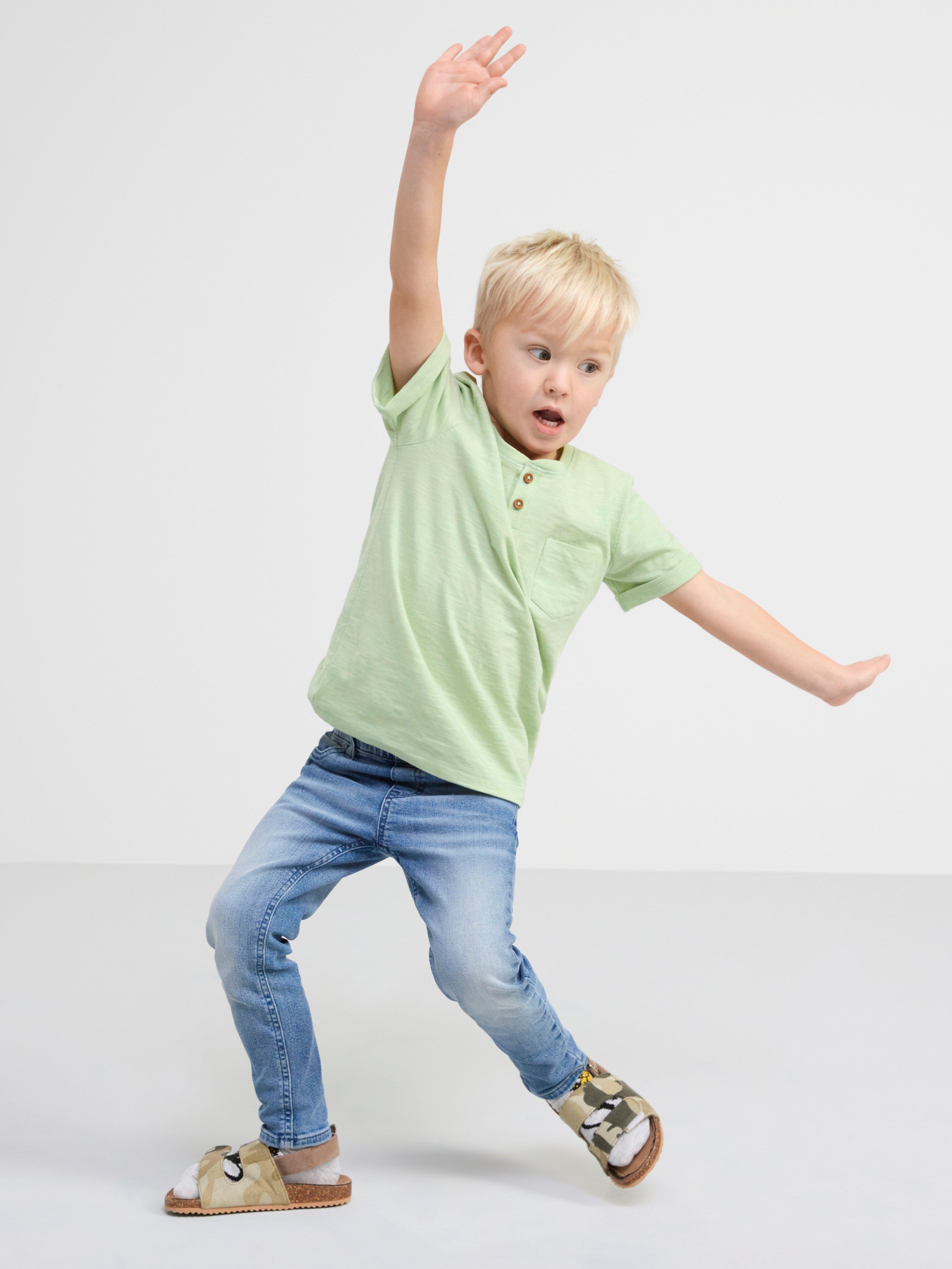 Short sleeve top with buttons Light Dusty Green