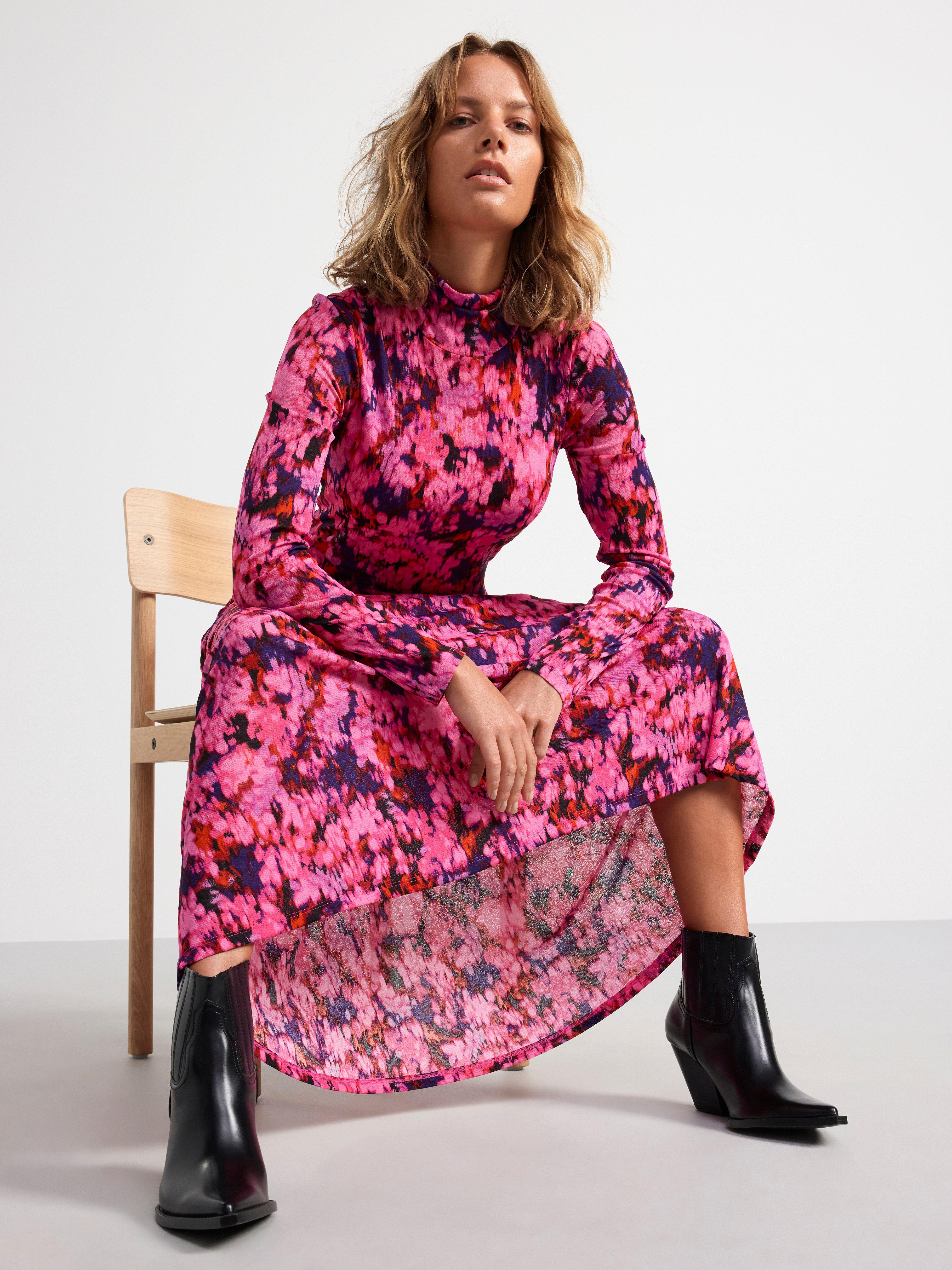 Long sleeve maxi dress Dark Pink