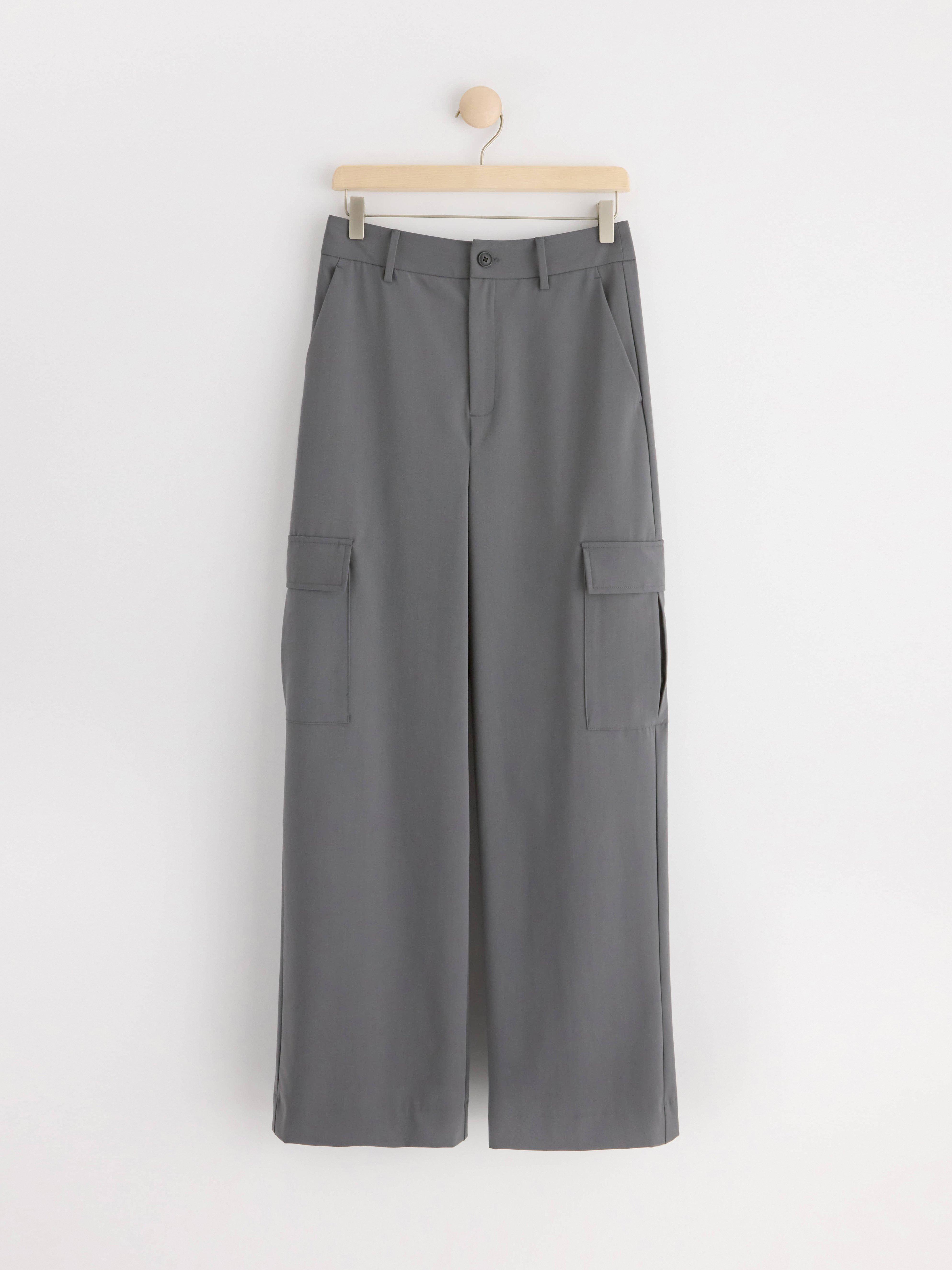 Trousers with high waist dark grey