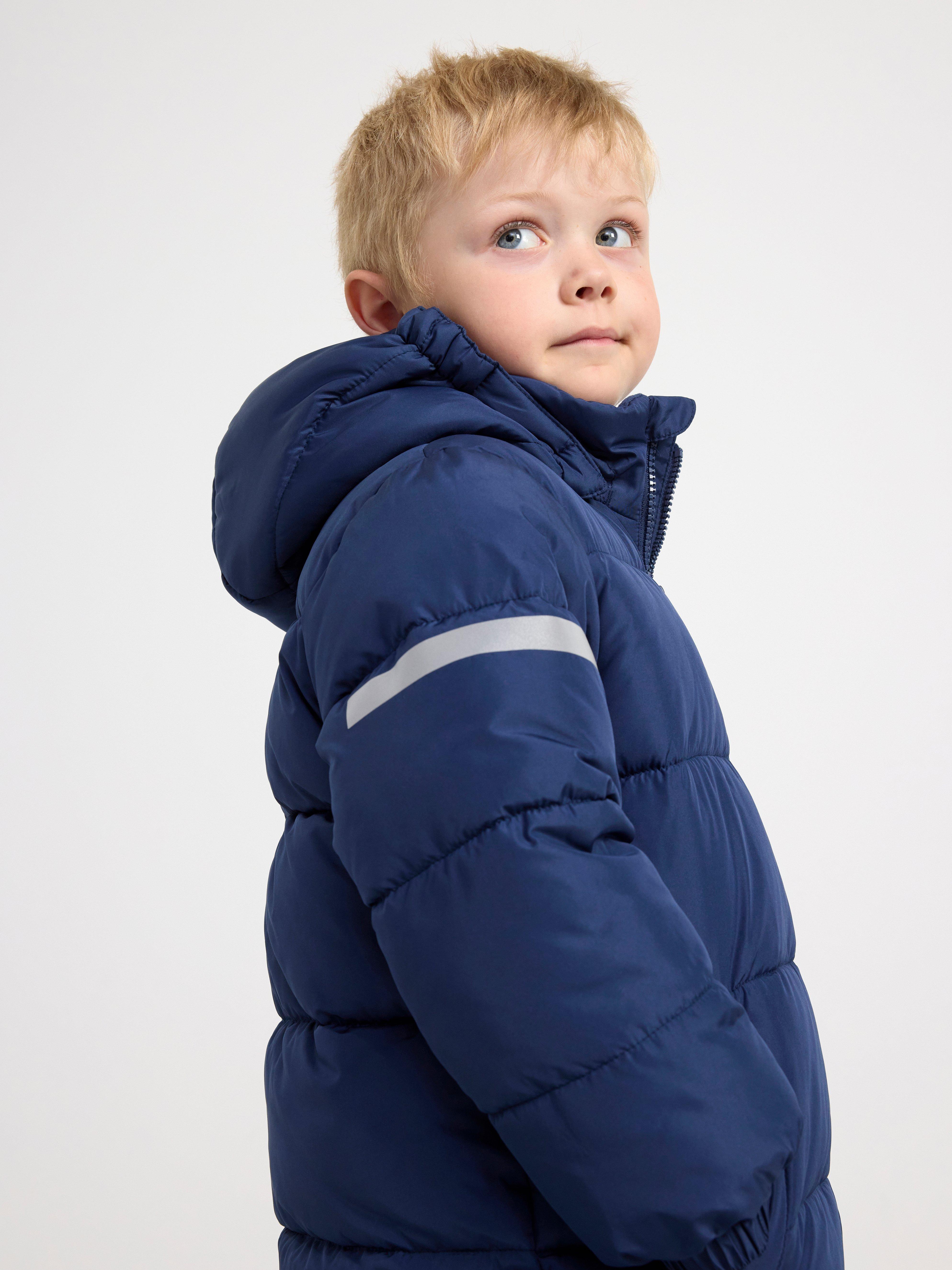 Water repellent long puffer jacket Dark Blue