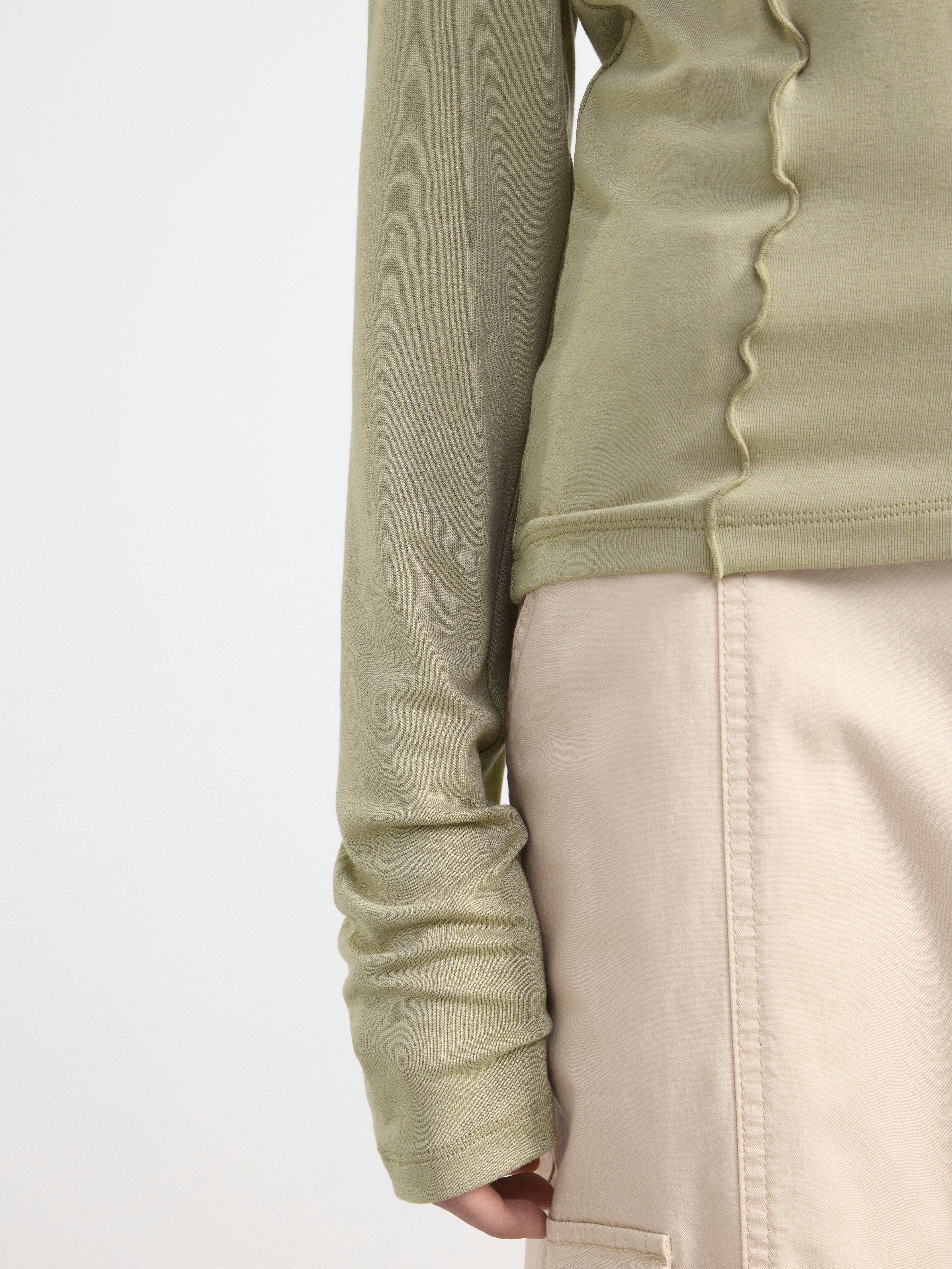 Long sleeve top with seams Khaki