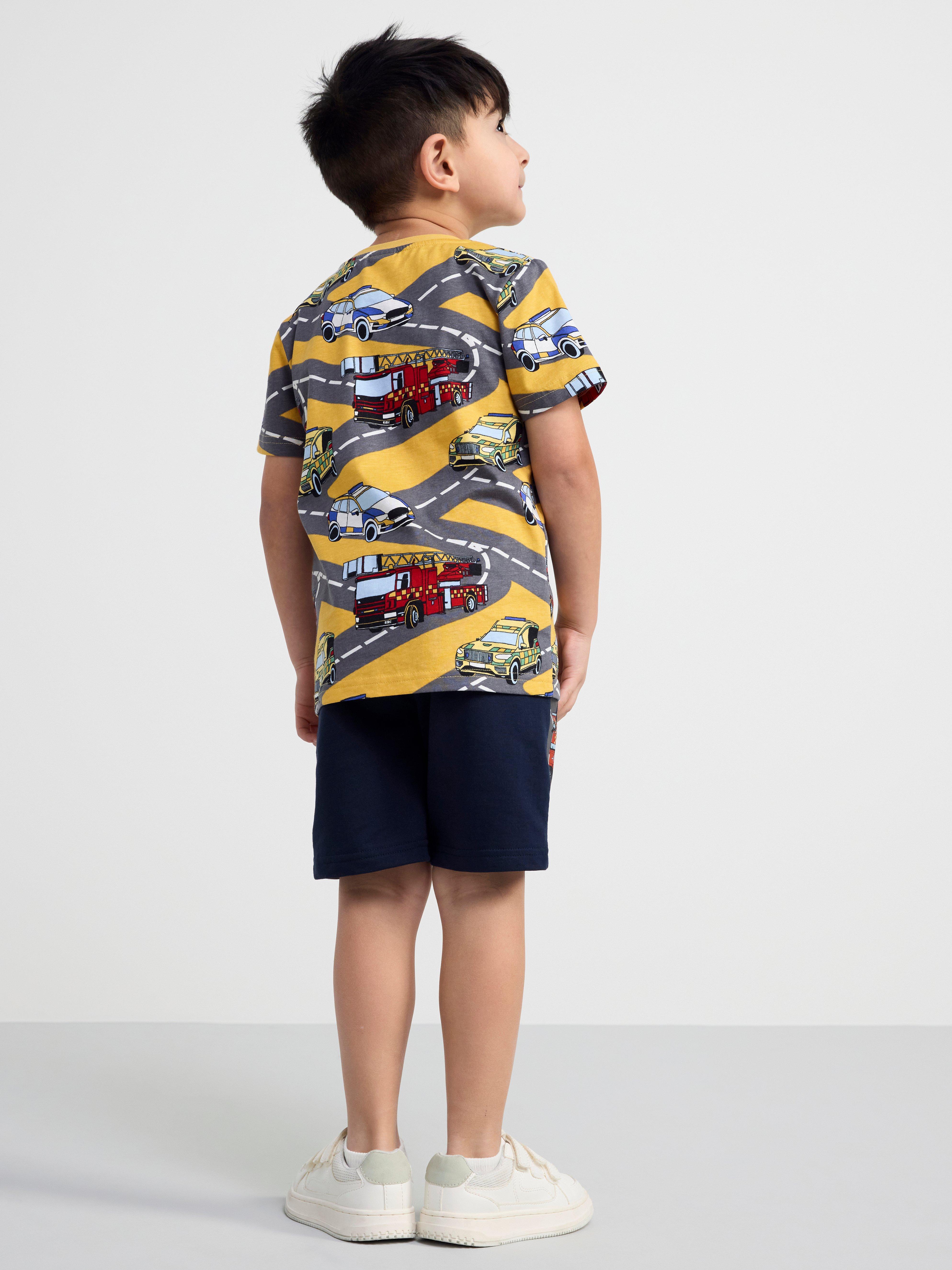 Short sleeve top with cars Light Dusty Yellow