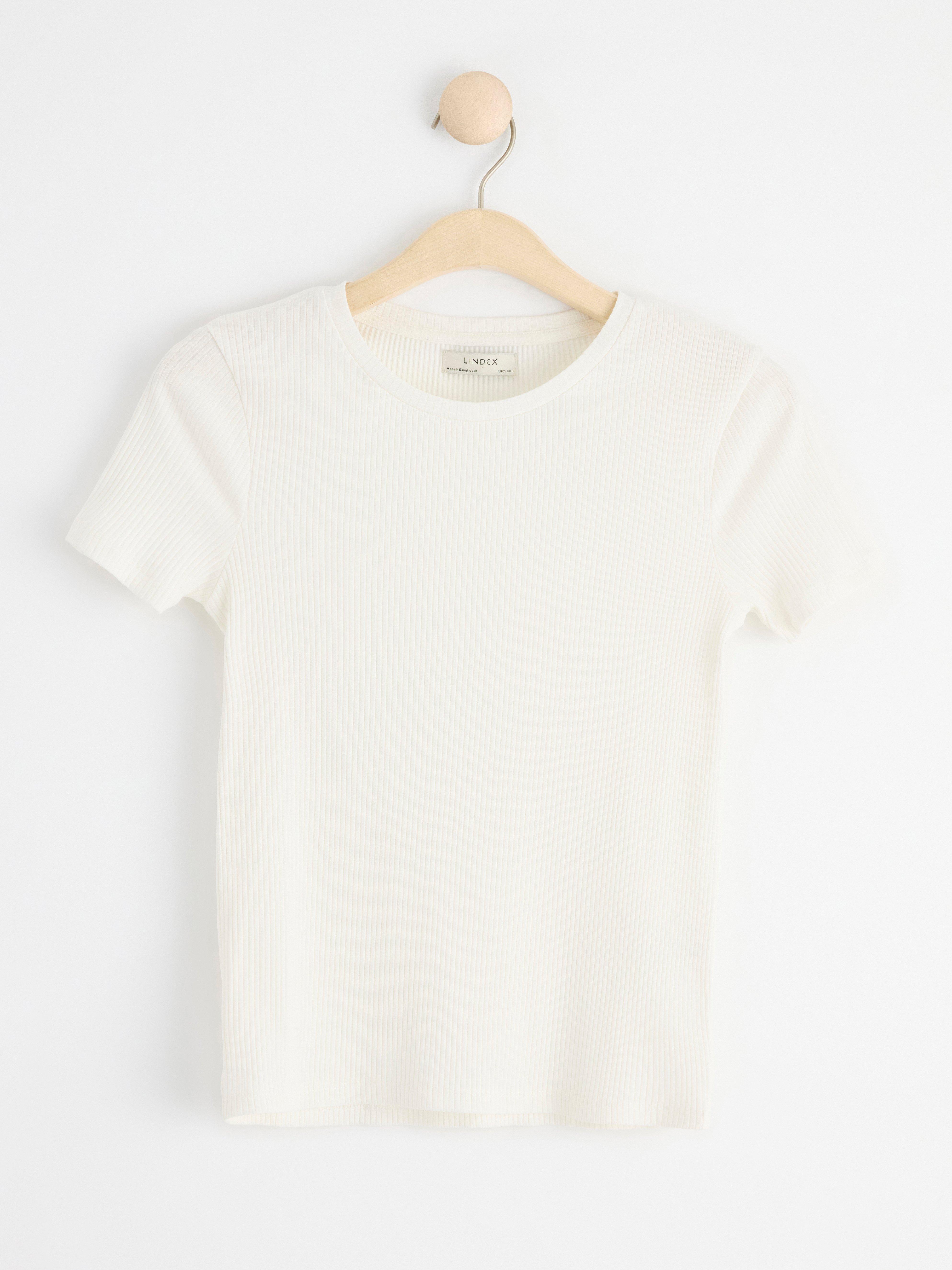 Ribbed short sleeve top Off White
