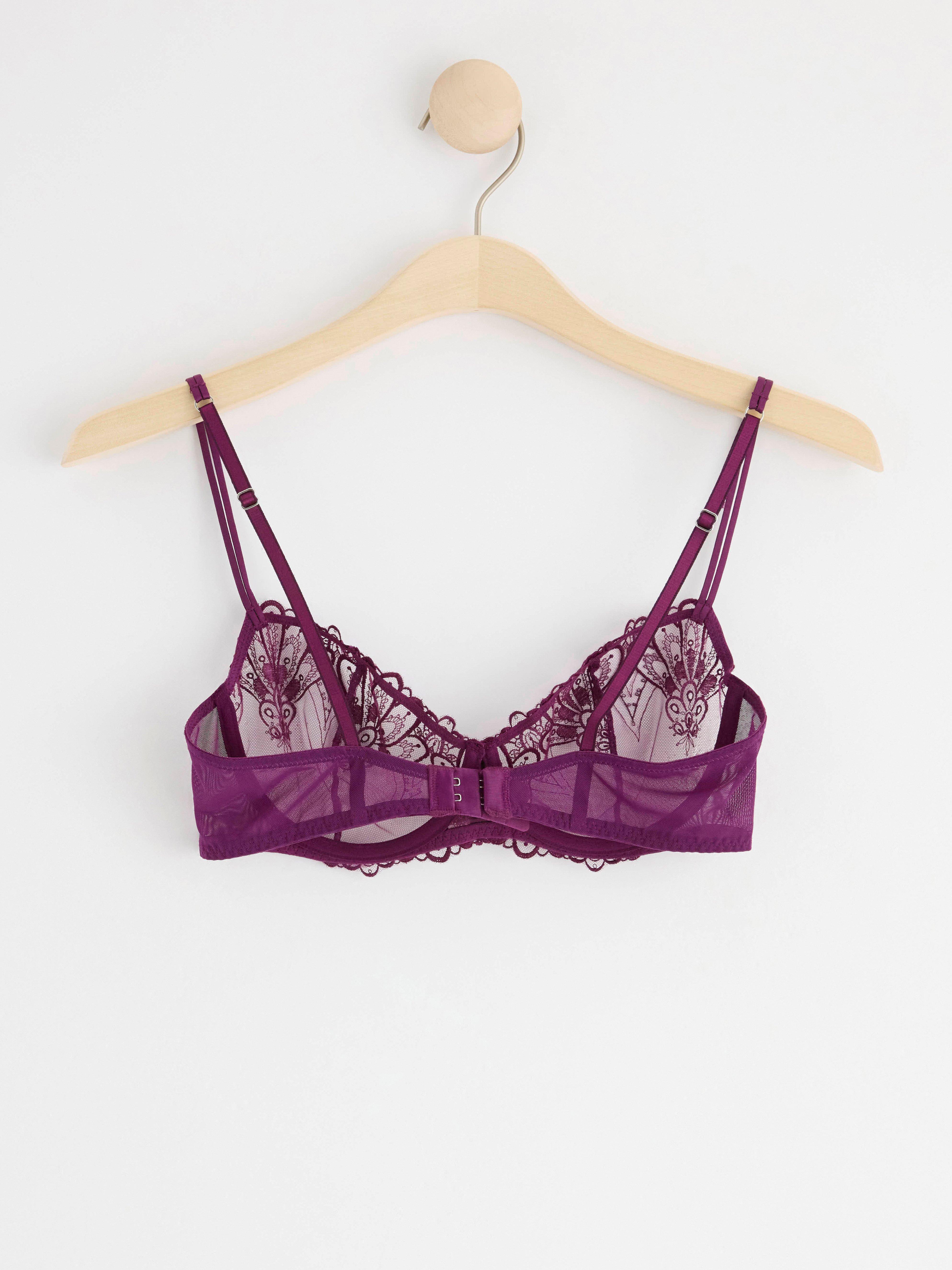Senna unpadded bra with lace Dark Lilac
