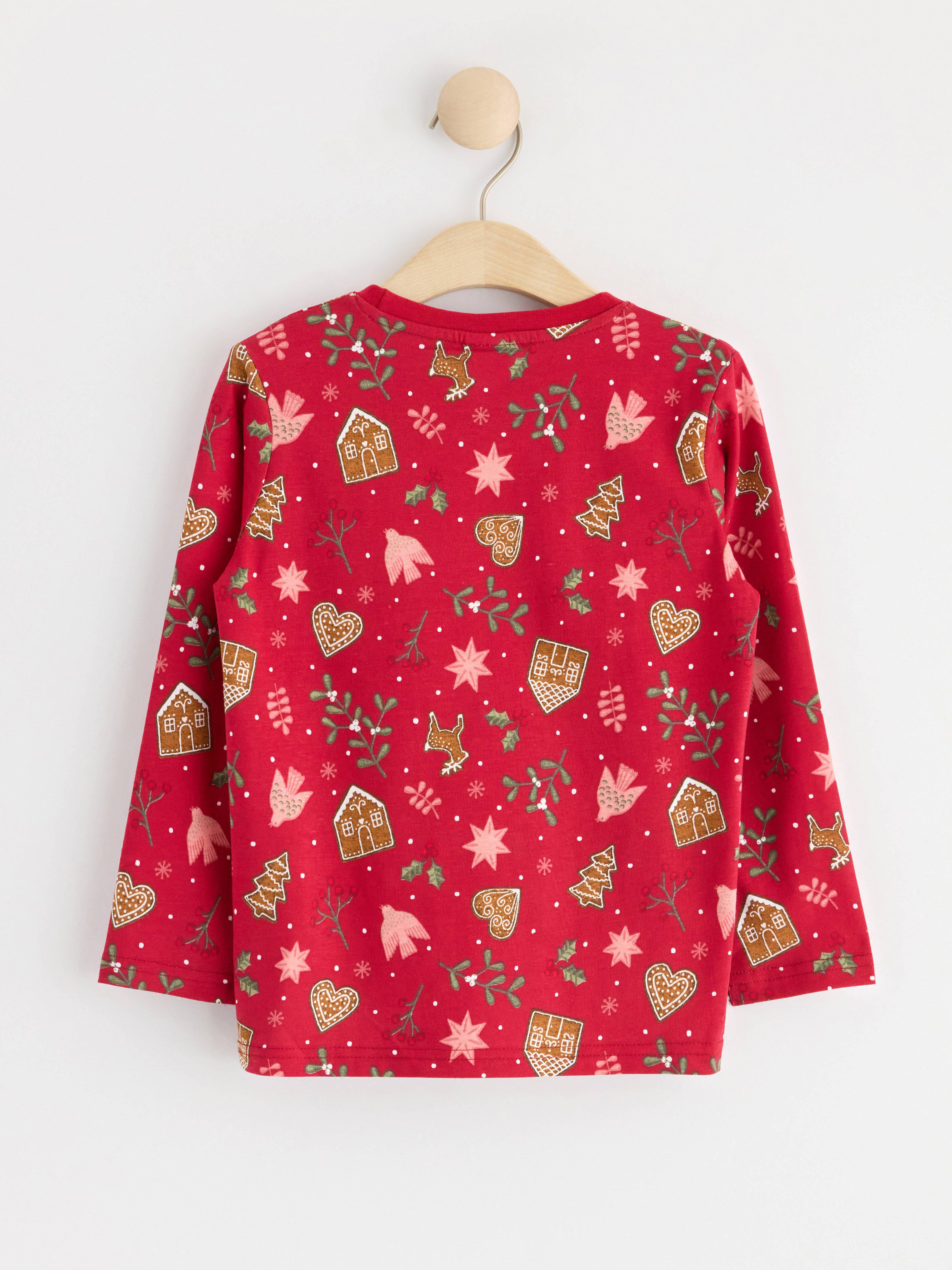 Long sleeve top with gingerbread Dark Red