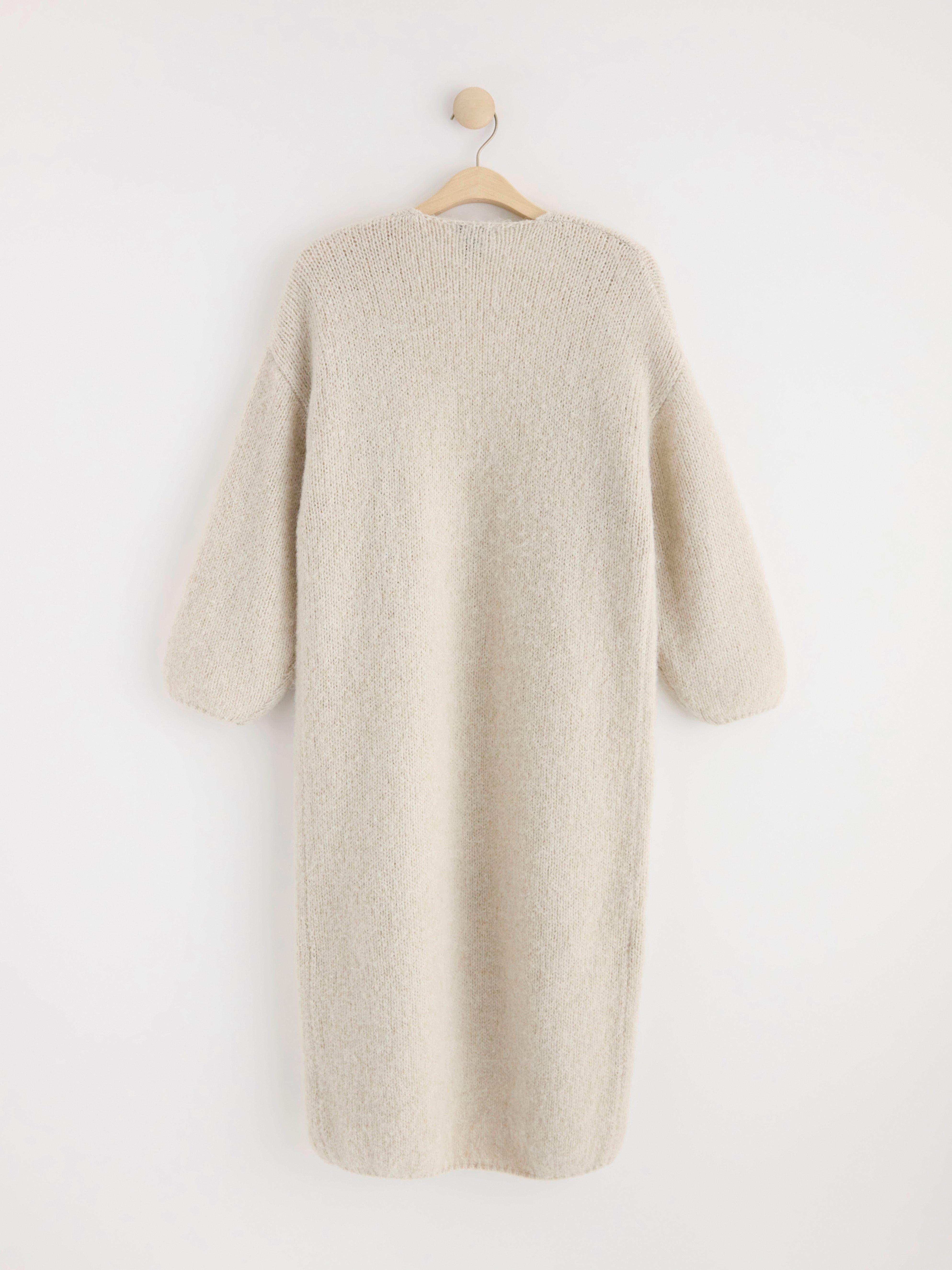Long cardigan knitted Light Grey