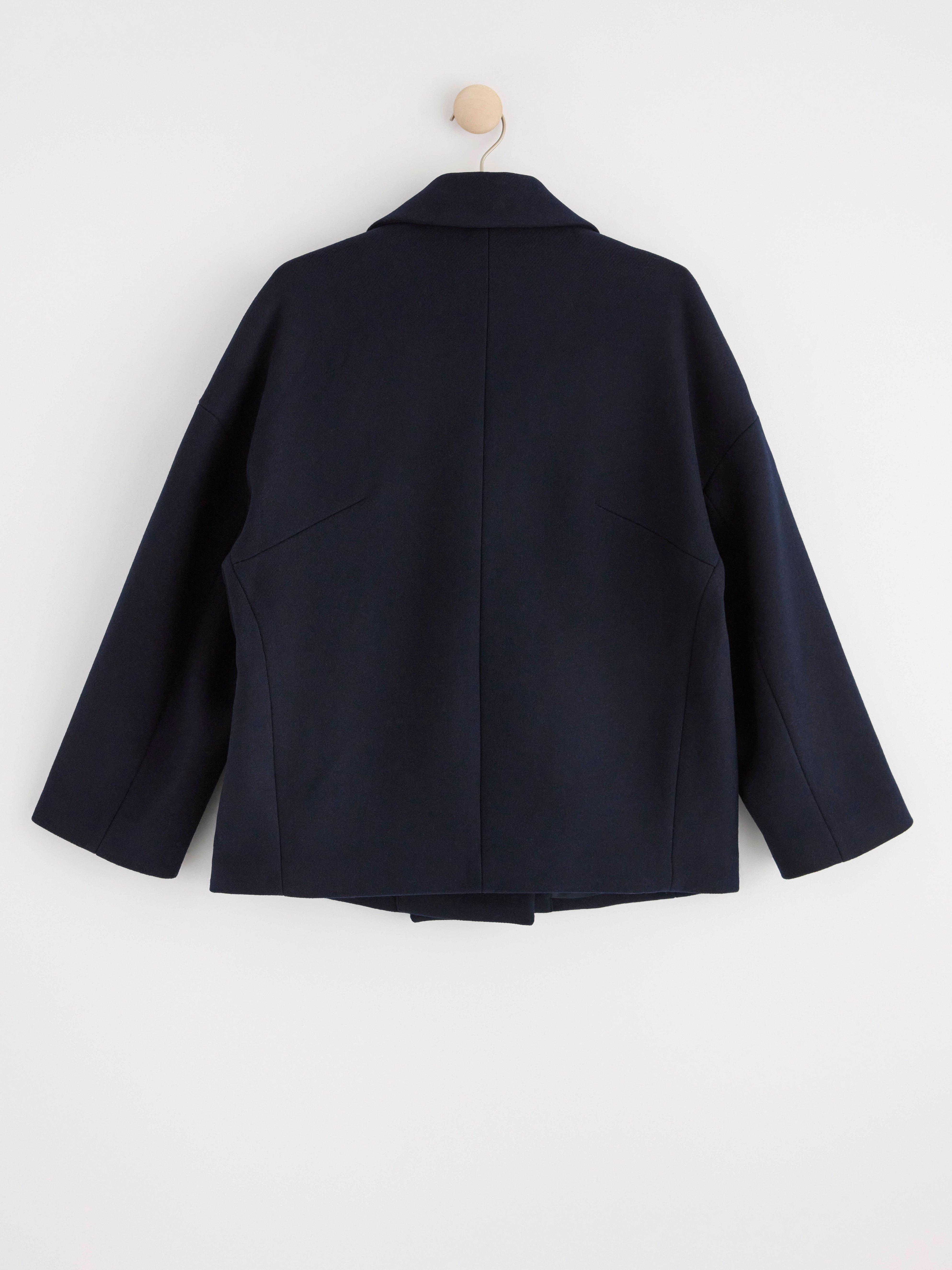 Jacket in wool blend with double button closure Dark Blue