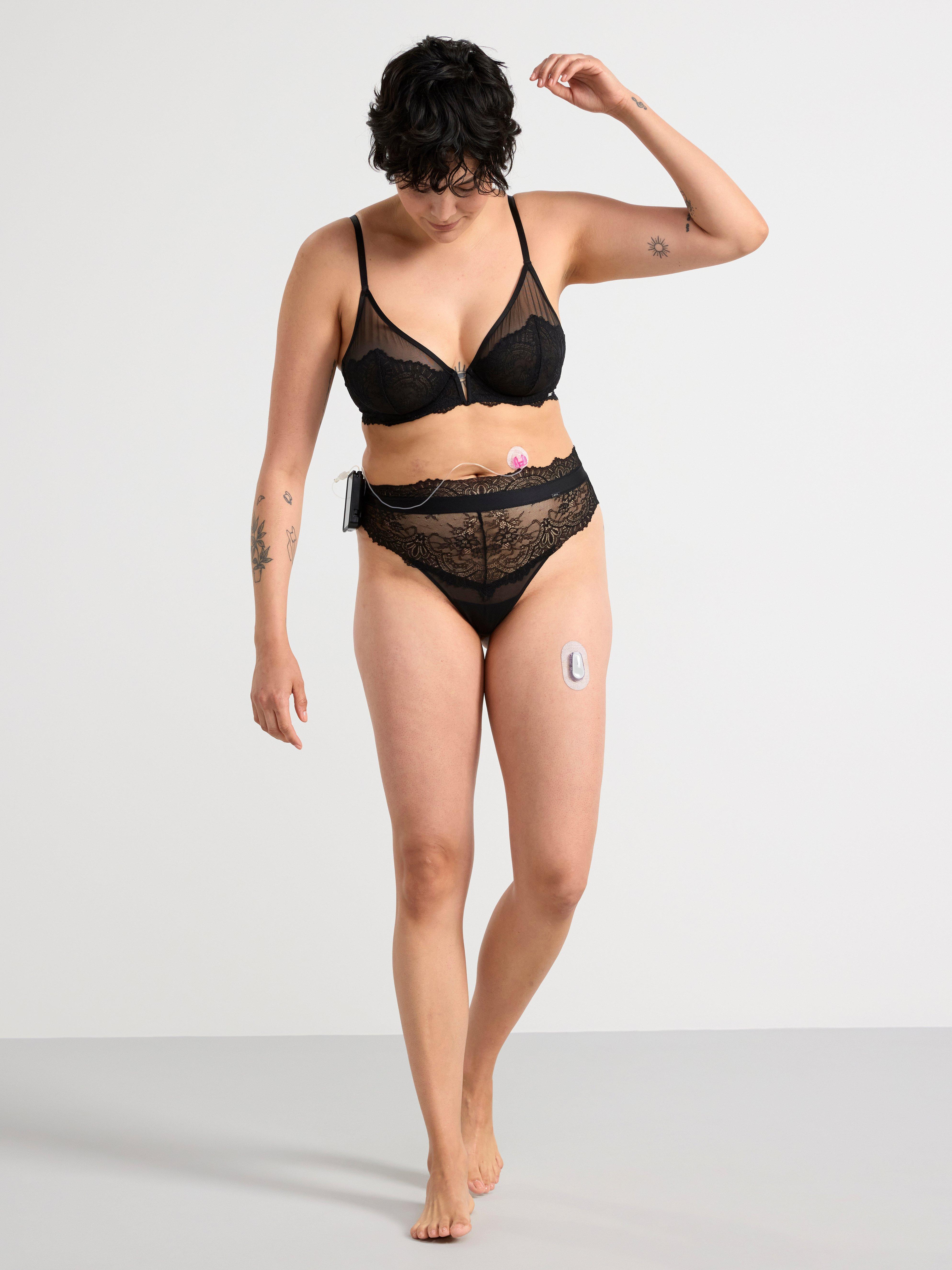 Brazilian briefs high waist with lace Black