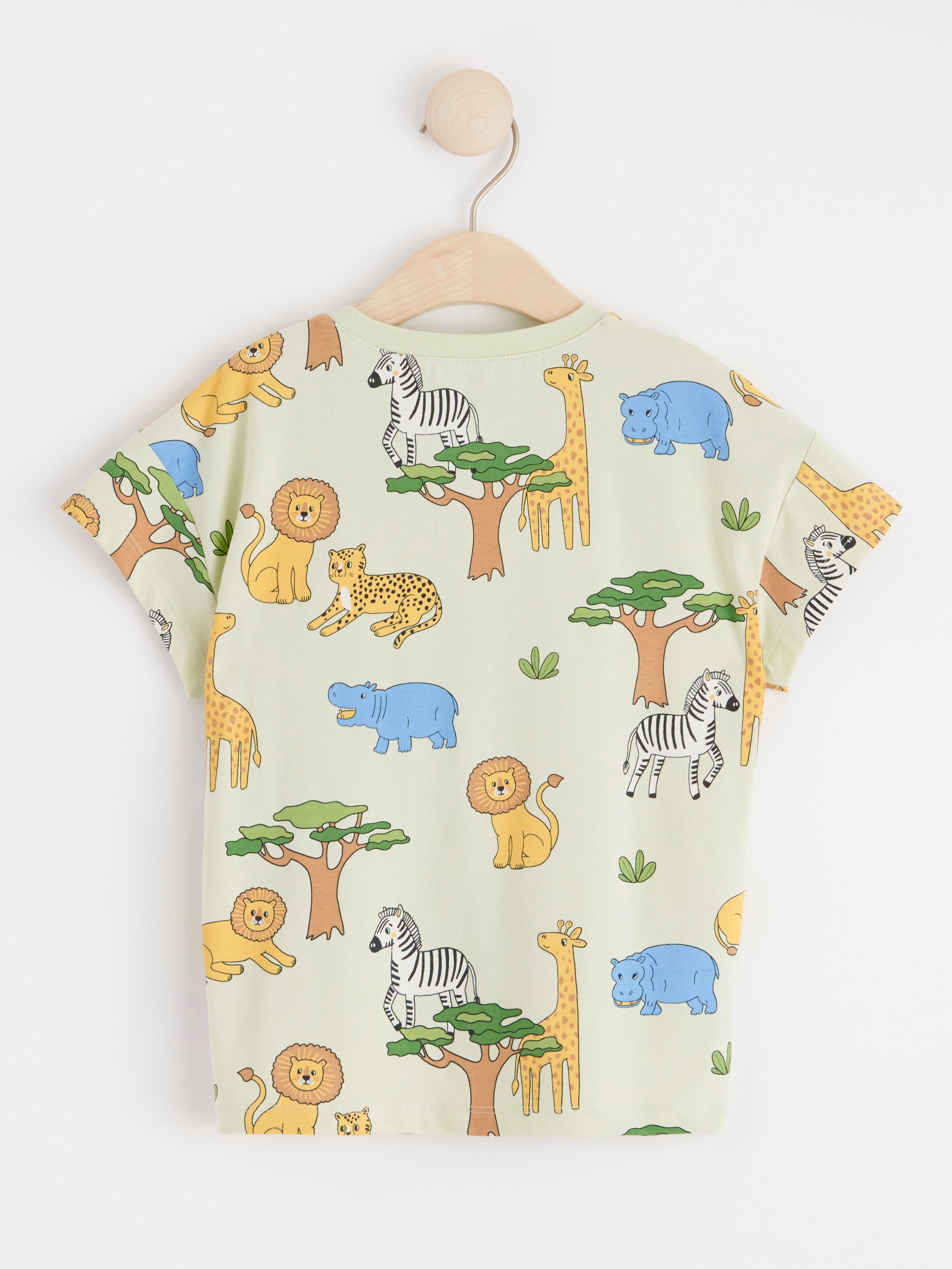 Short sleeve top with animals Light Dusty Green