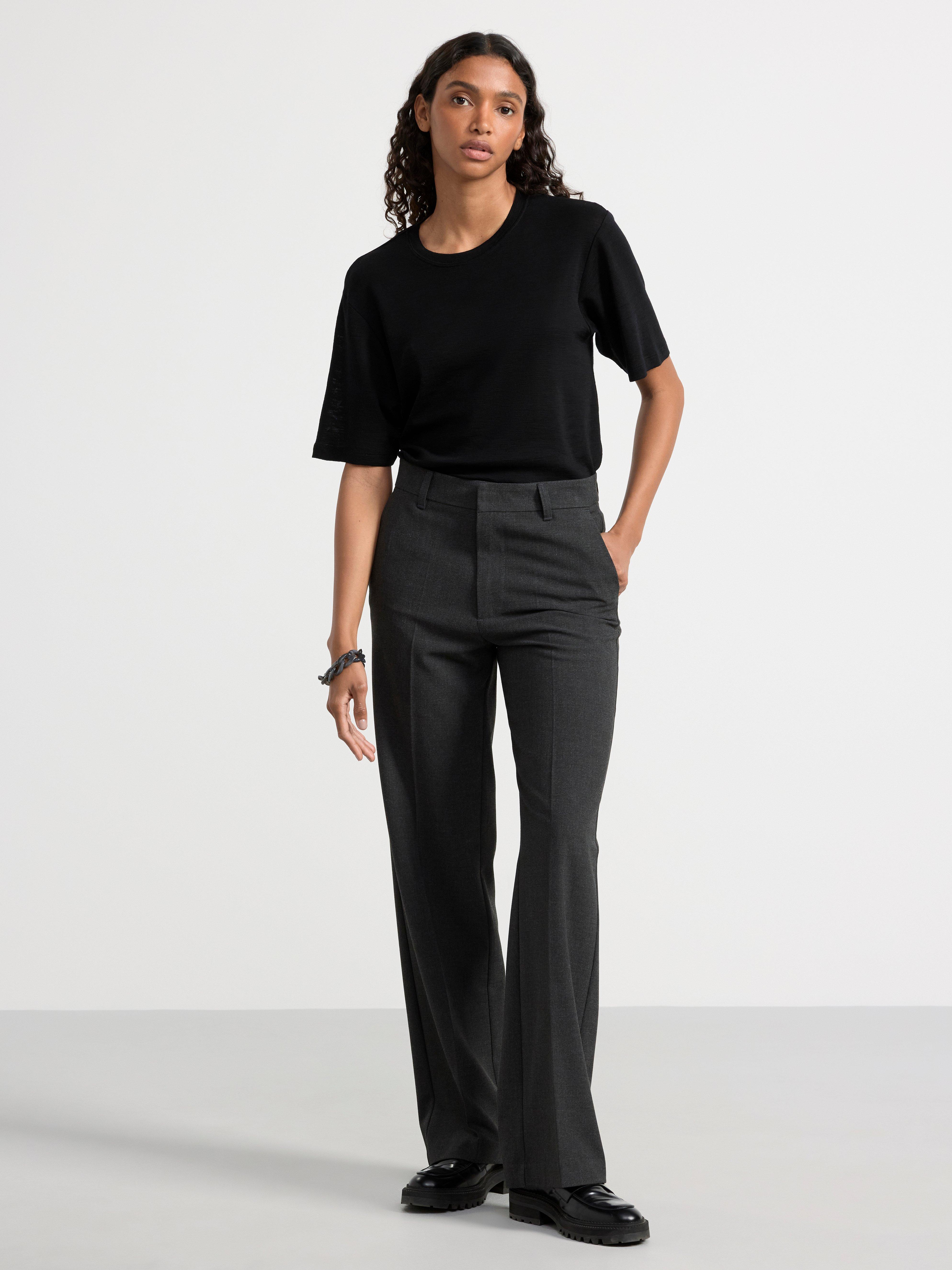 NOOR Straight regular waist trousers grey
