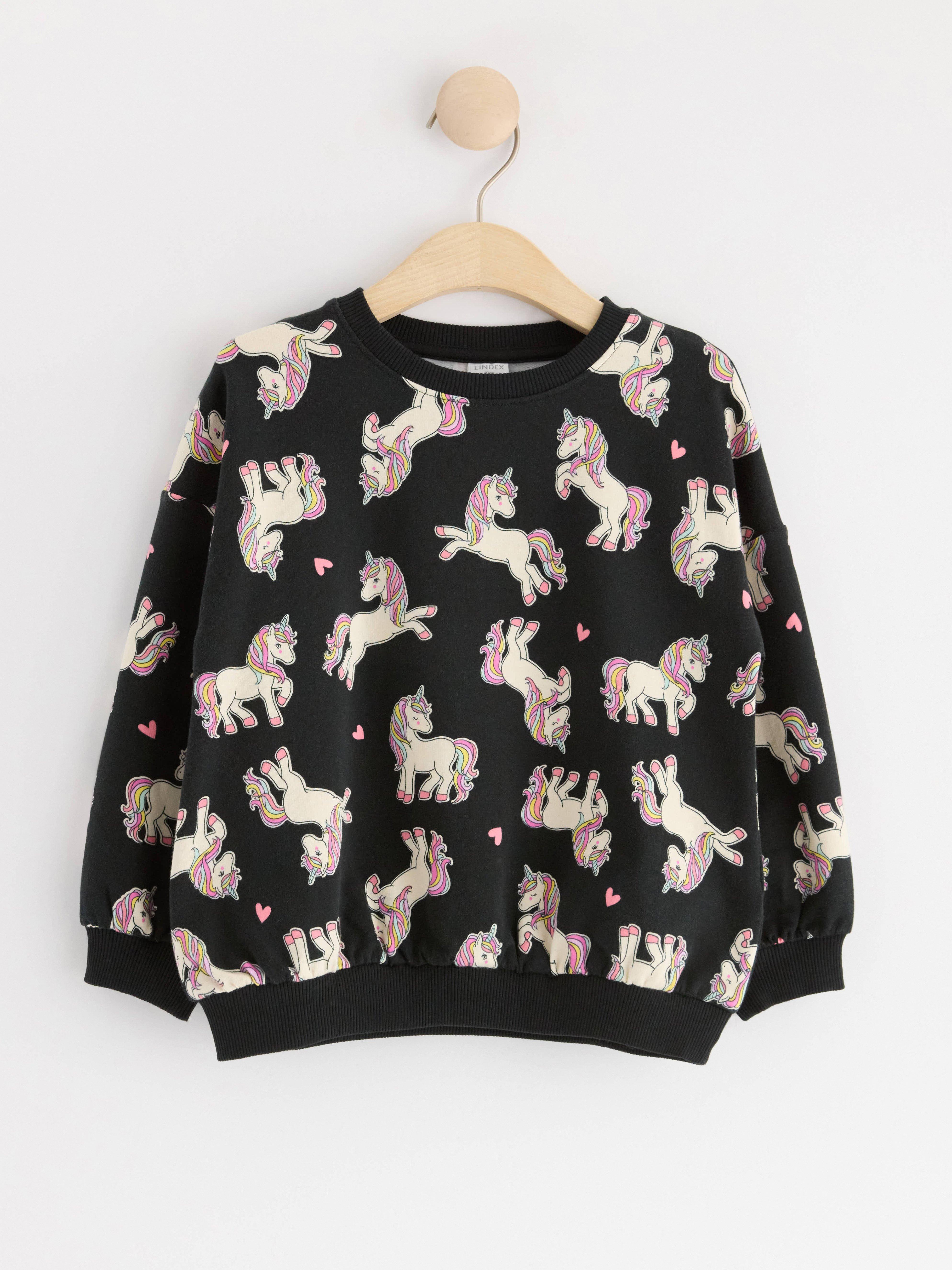 Sweatshirt with unicorns Off black