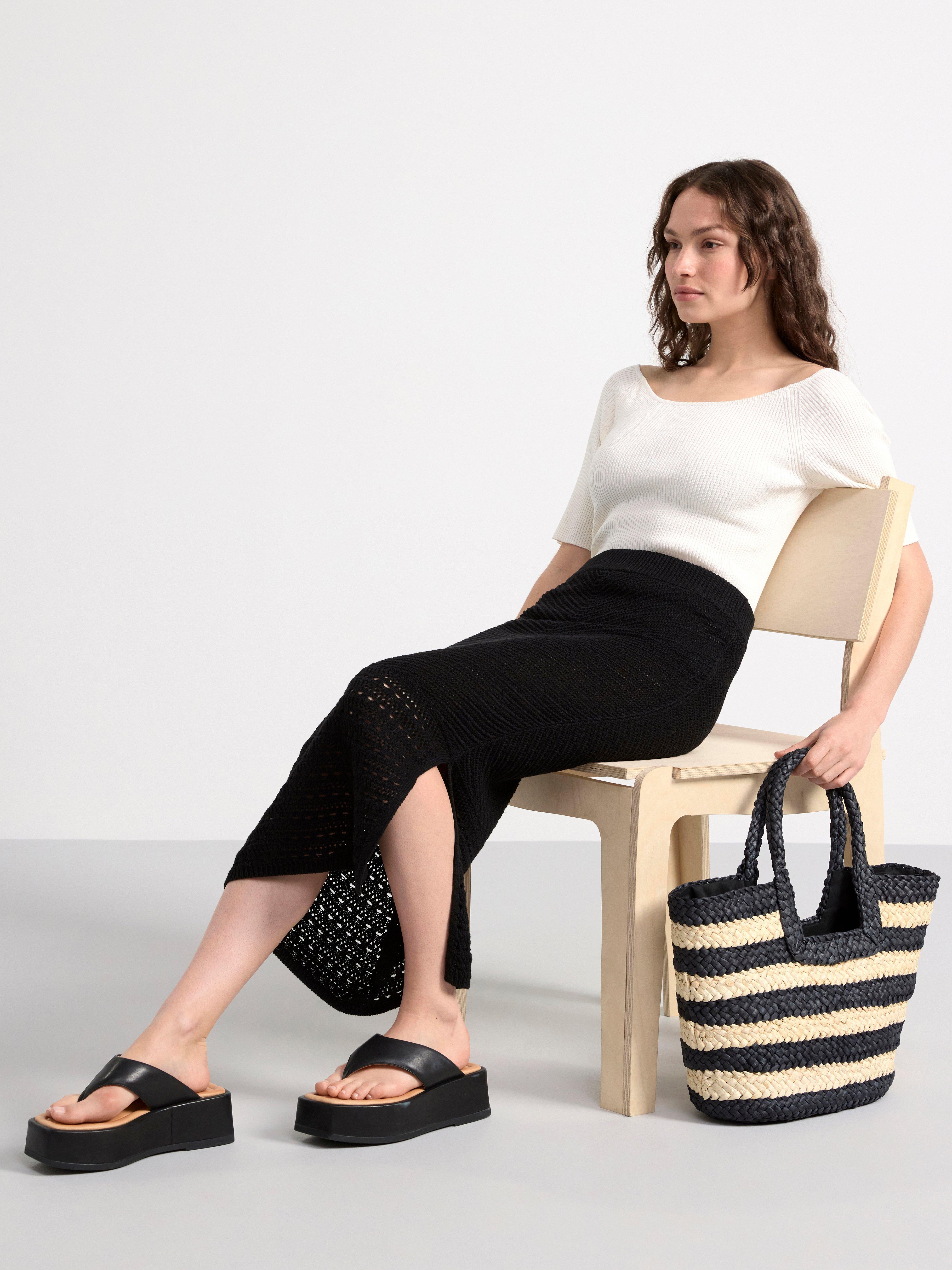 Ribbed short sleeve top Off White