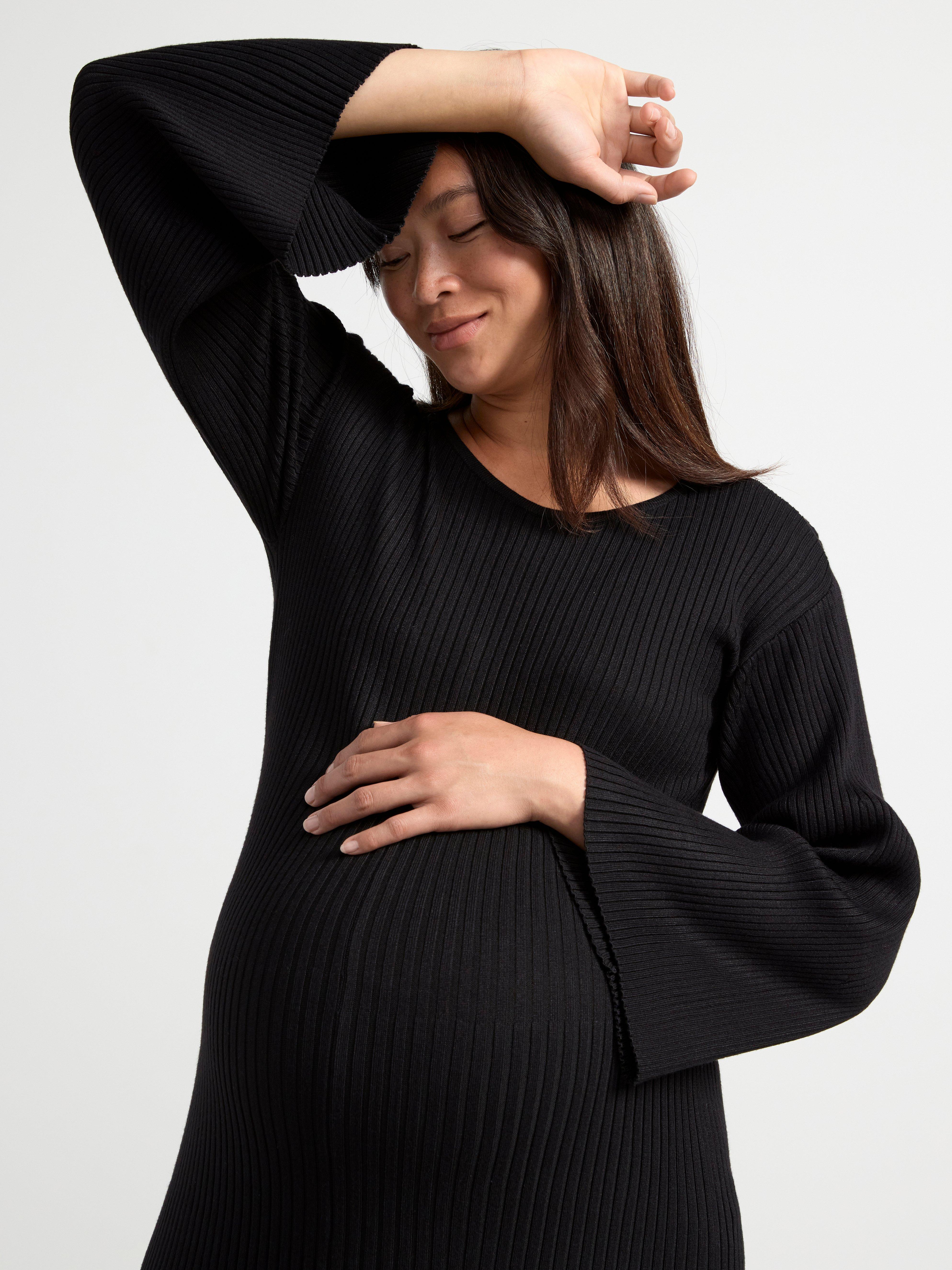 MOM Rib-knitted midi dress Black