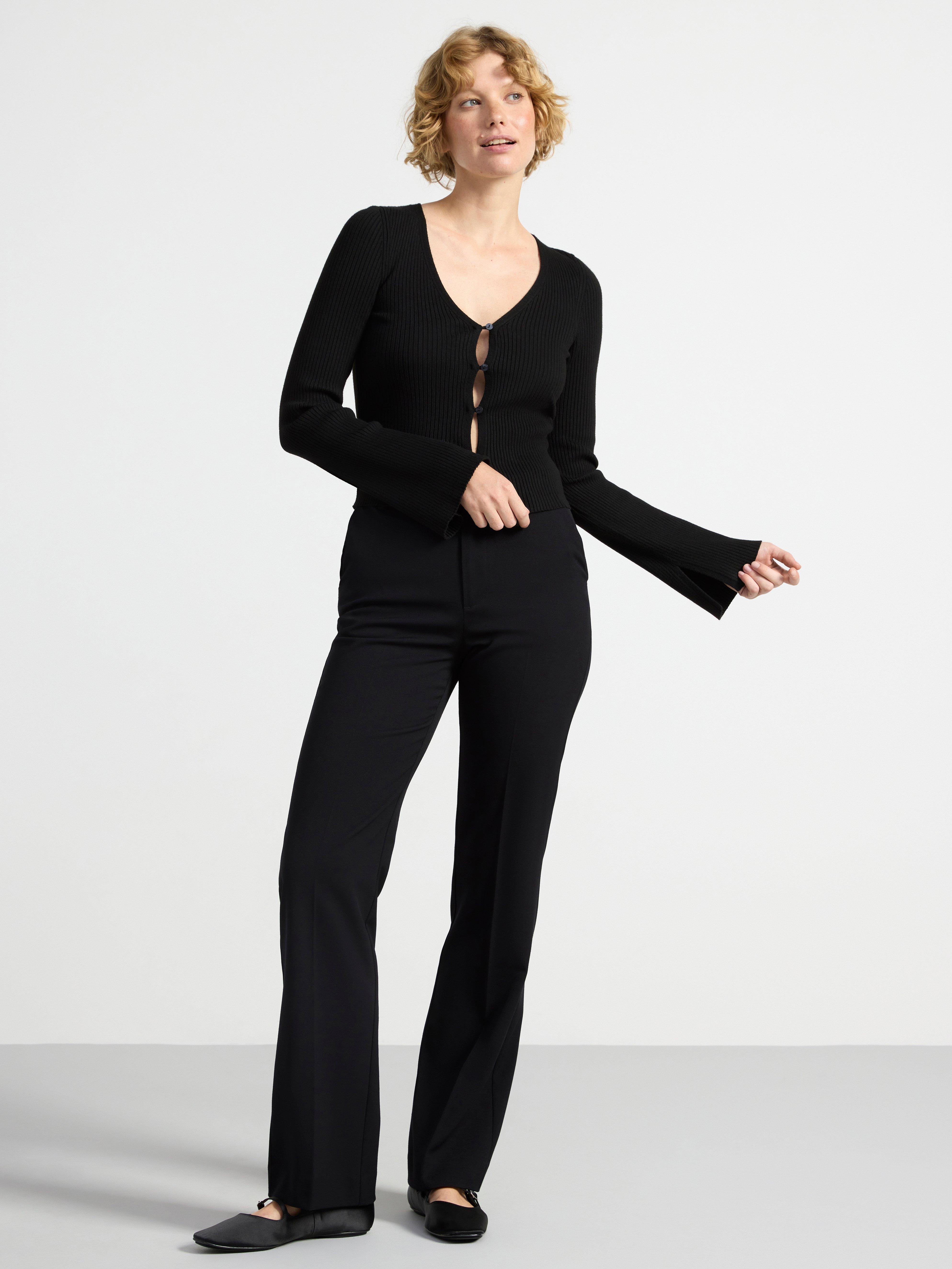 Rib-knitted cardigan Black