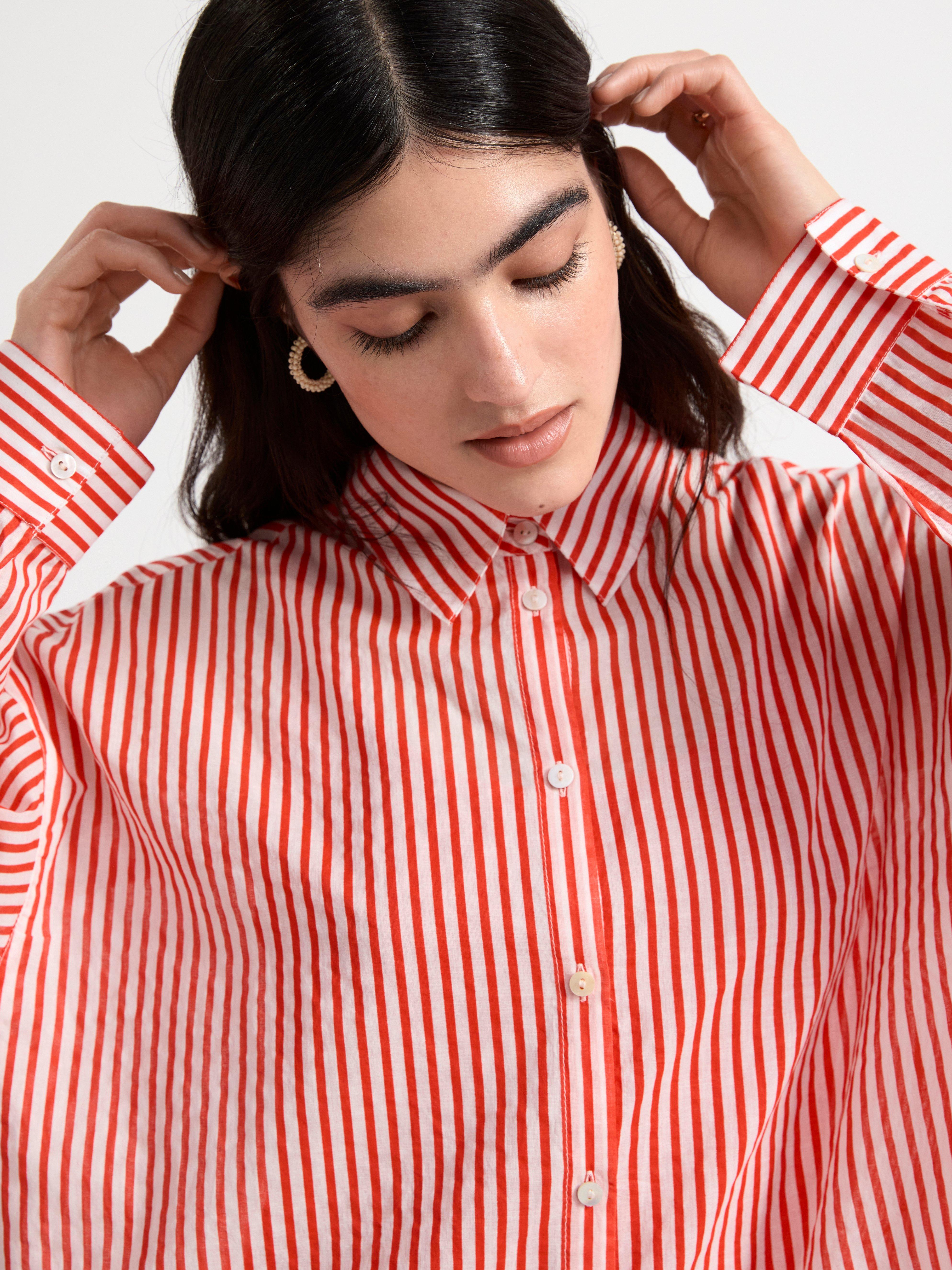 Long sleeve cotton shirt Red