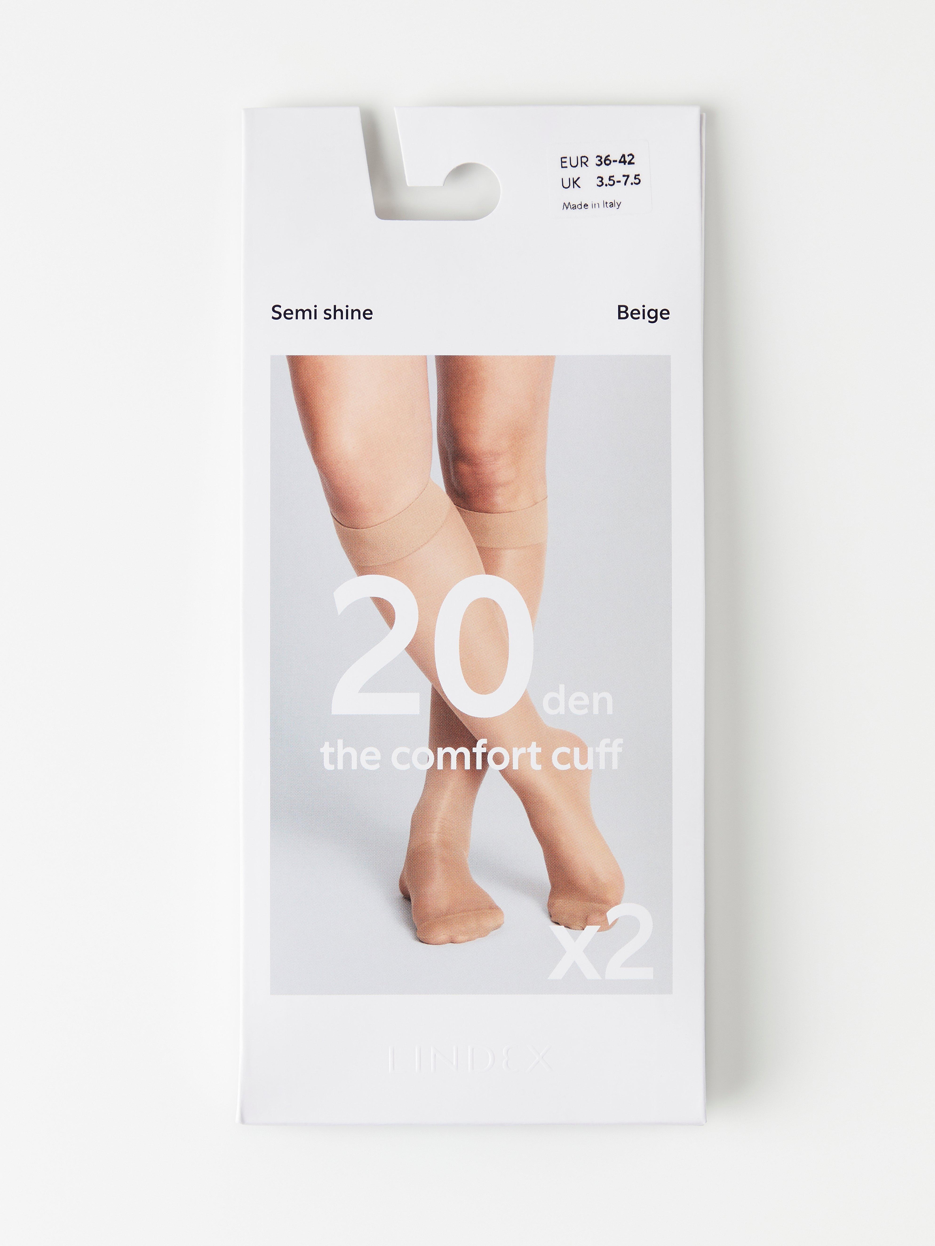 2-pack knee highs 20 denier Beige