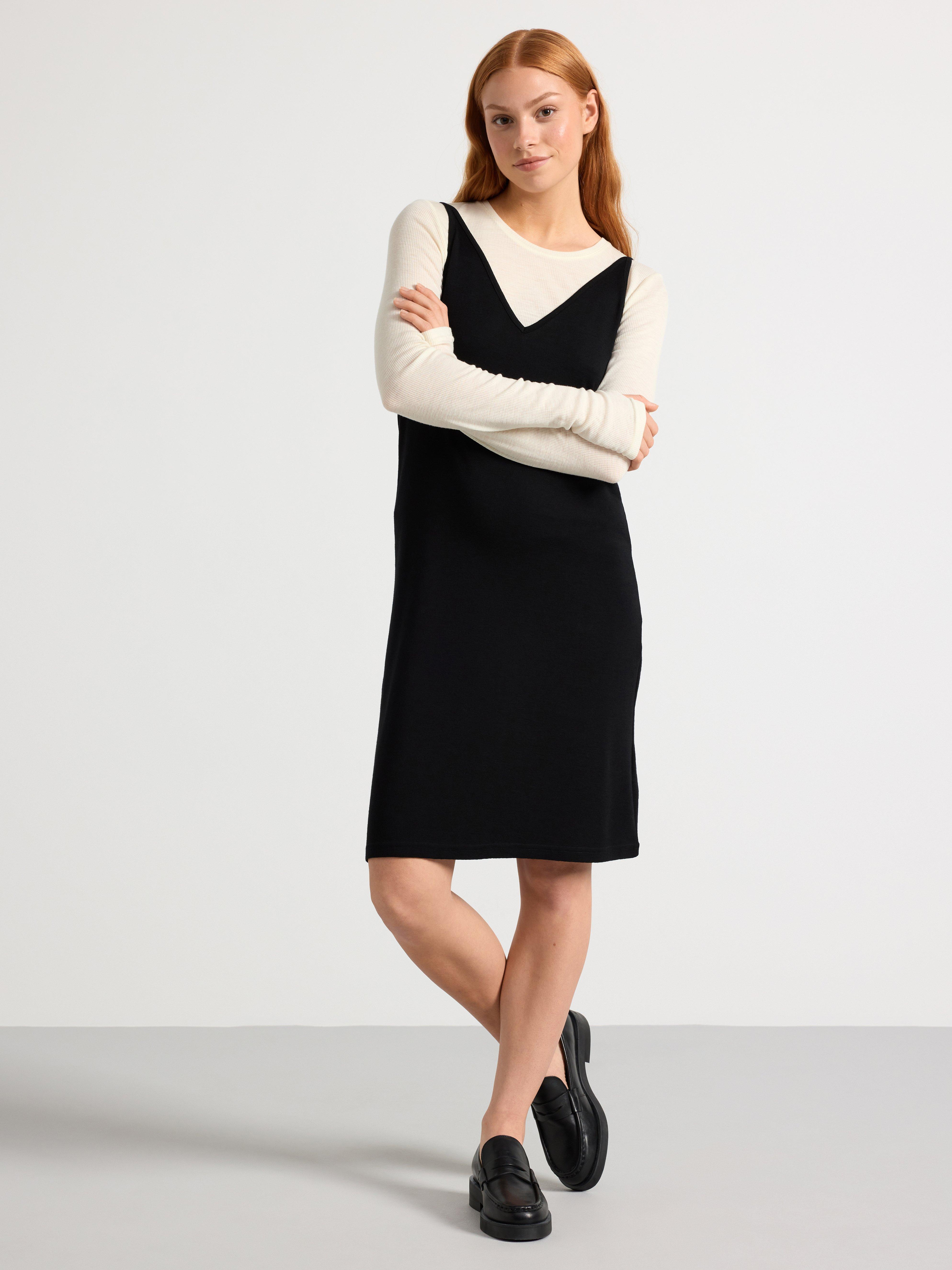 Slip dress in merino wool Black