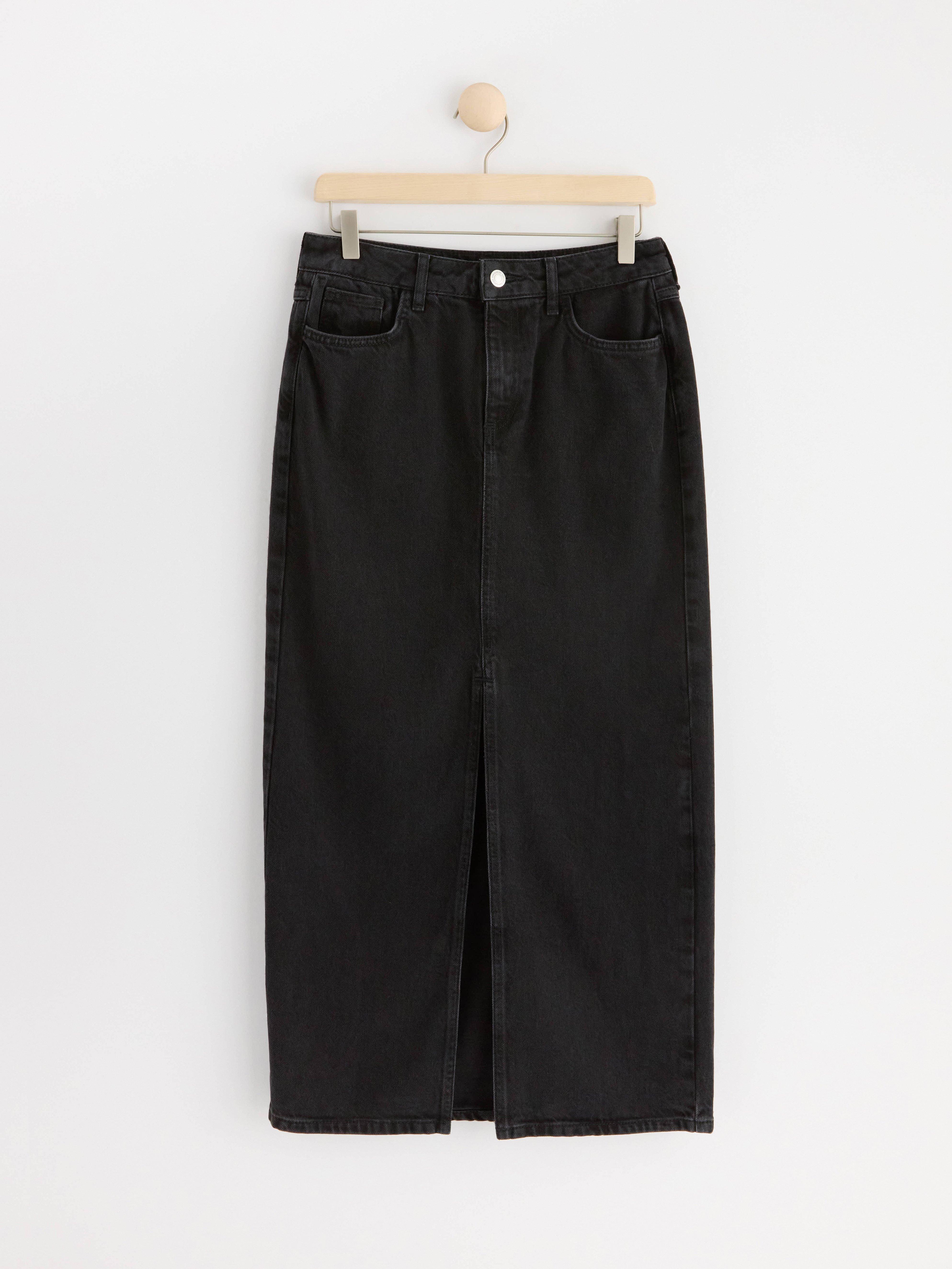 Denim maxi skirt Black