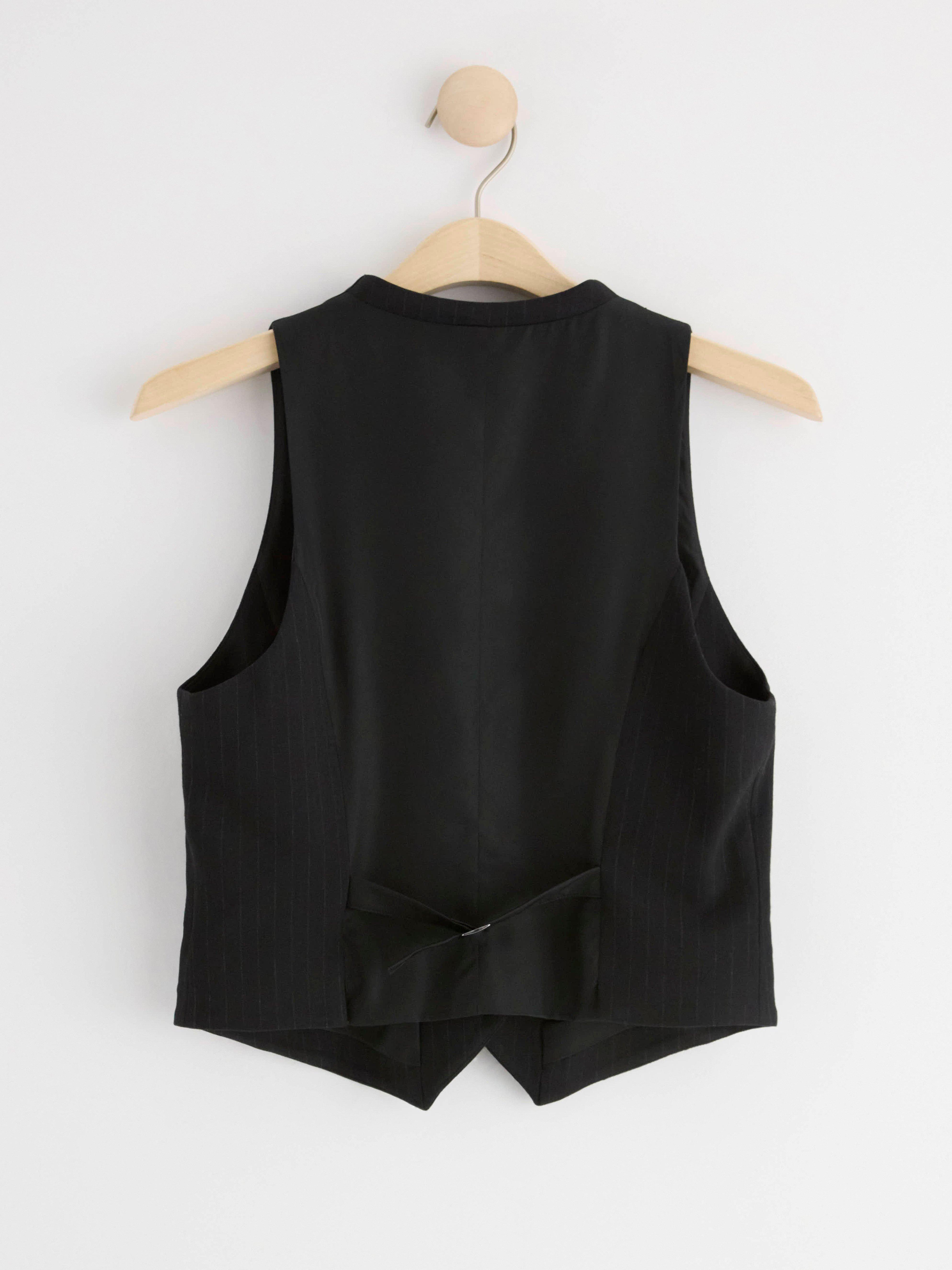 Pinstriped Waistcoat Black