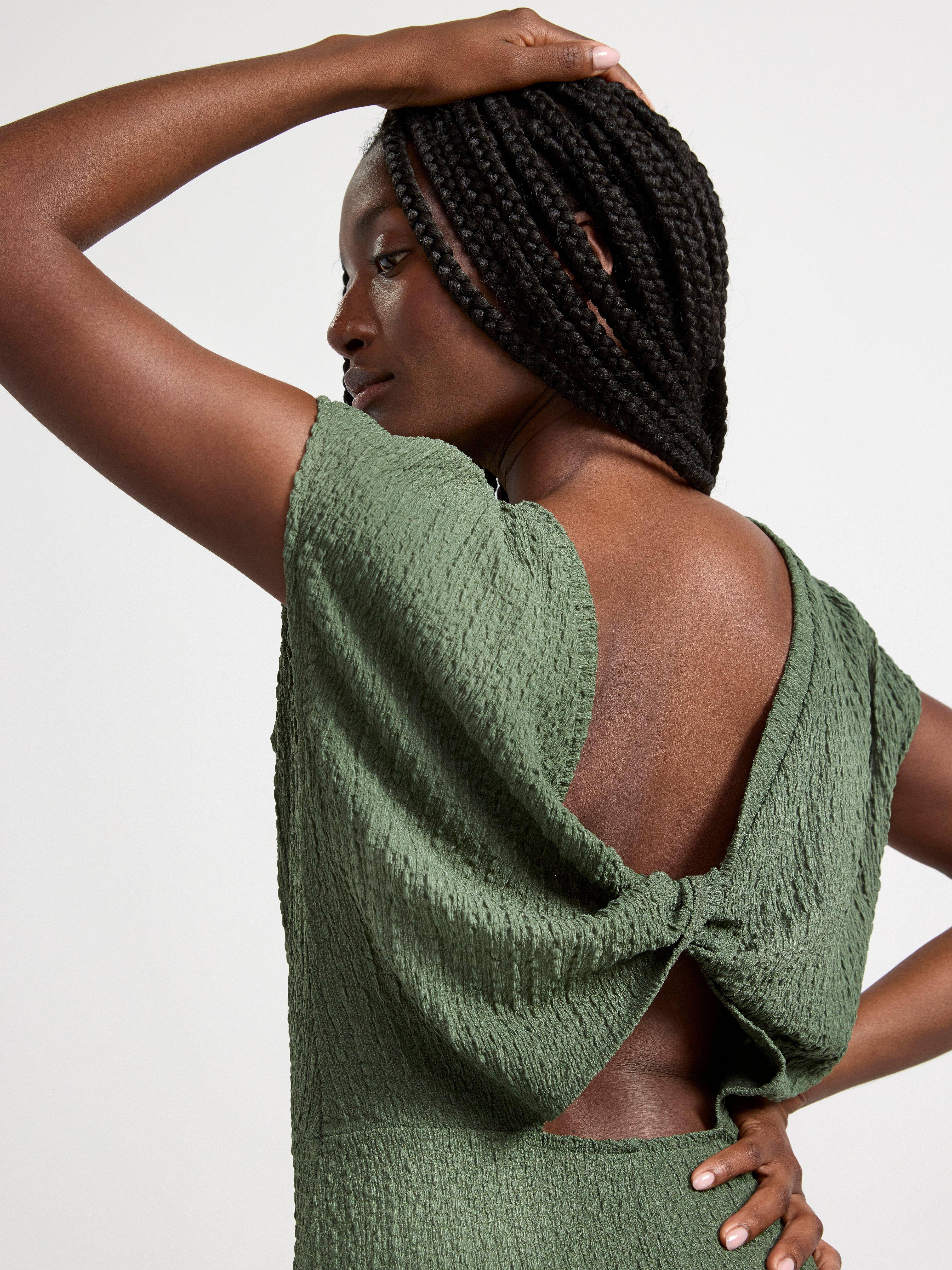 Sleeveless dress with knot-detail Dark Dusty Green