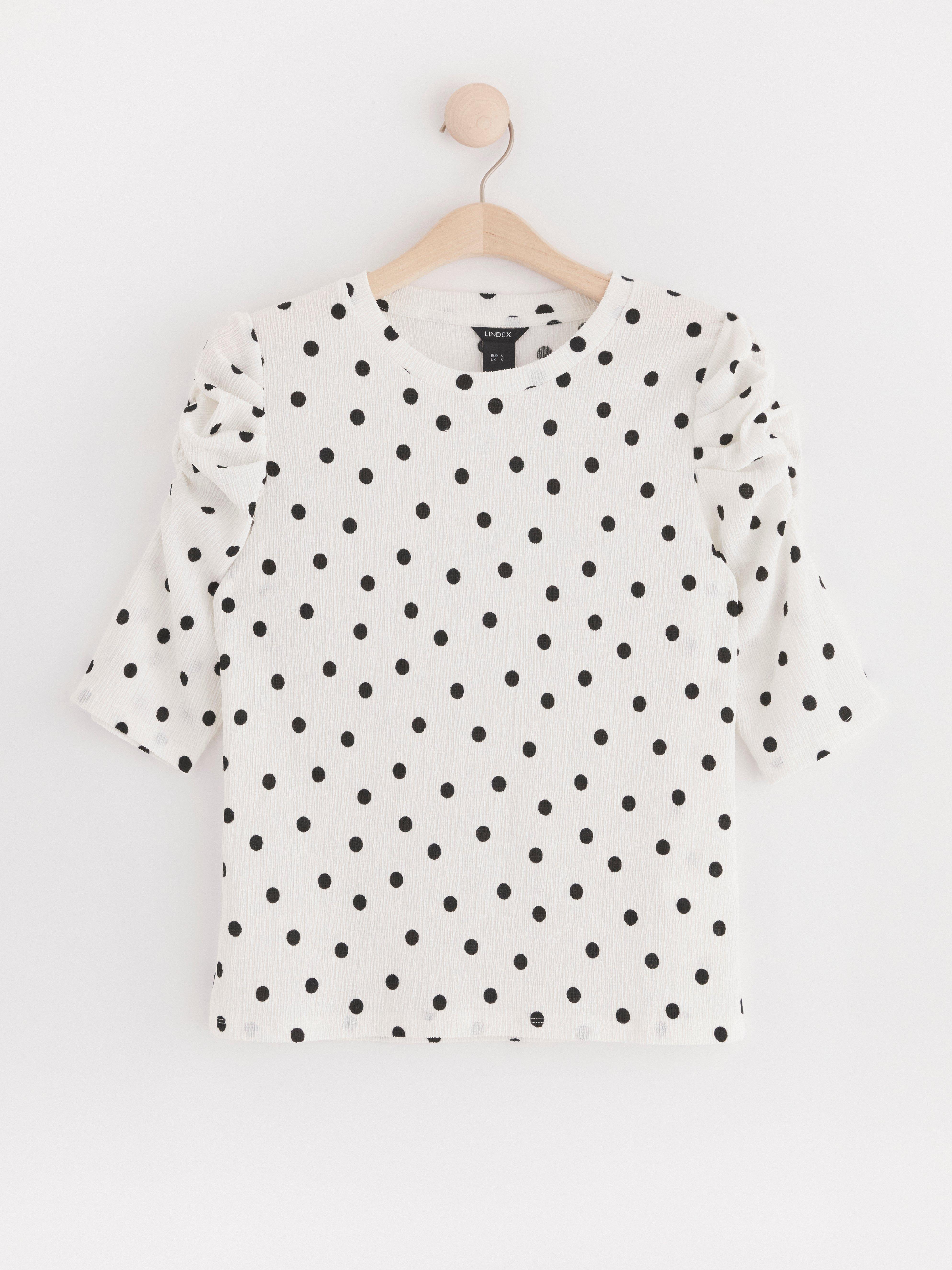 Textured puff sleeve top Light White