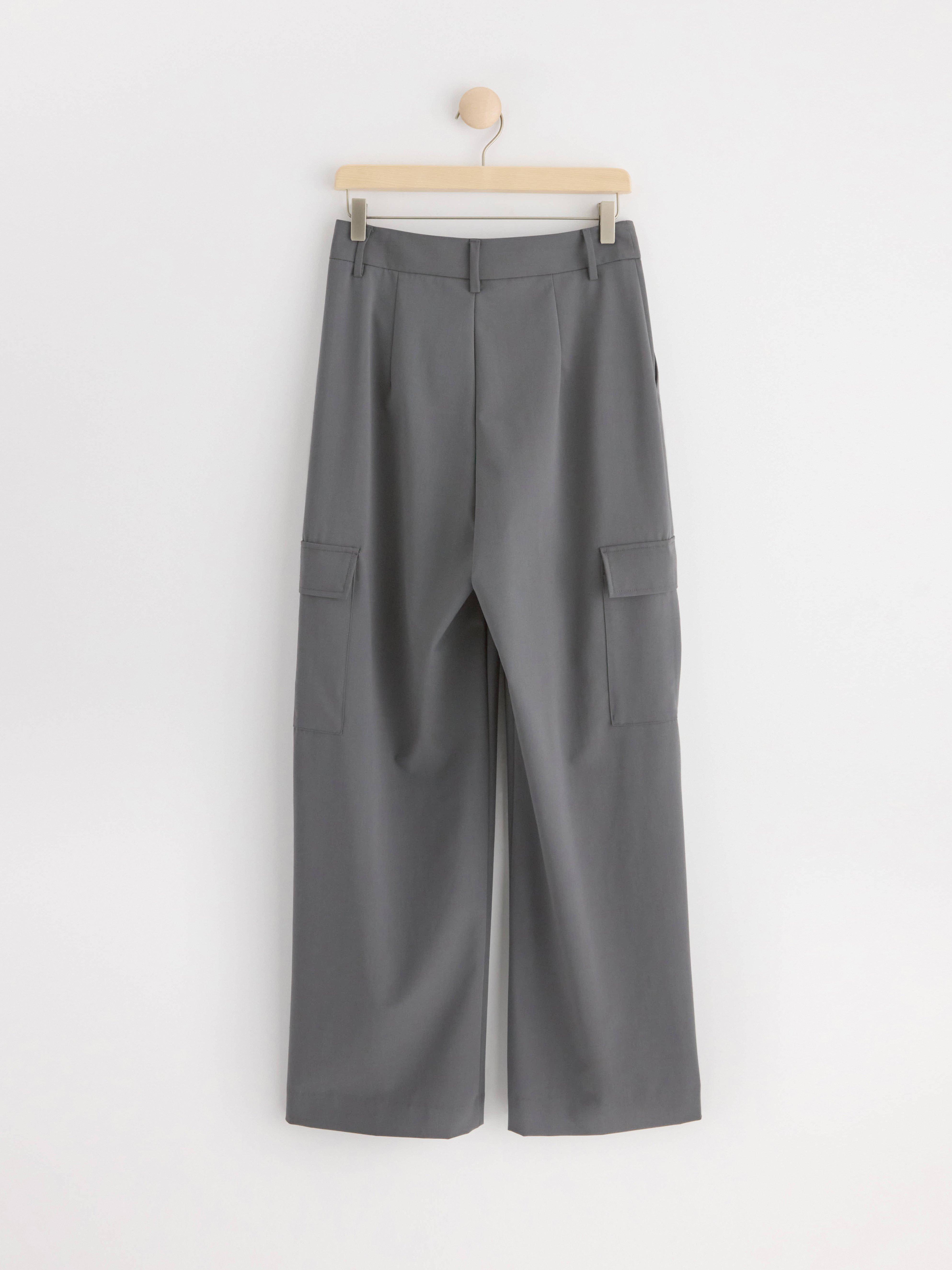 Trousers with high waist dark grey