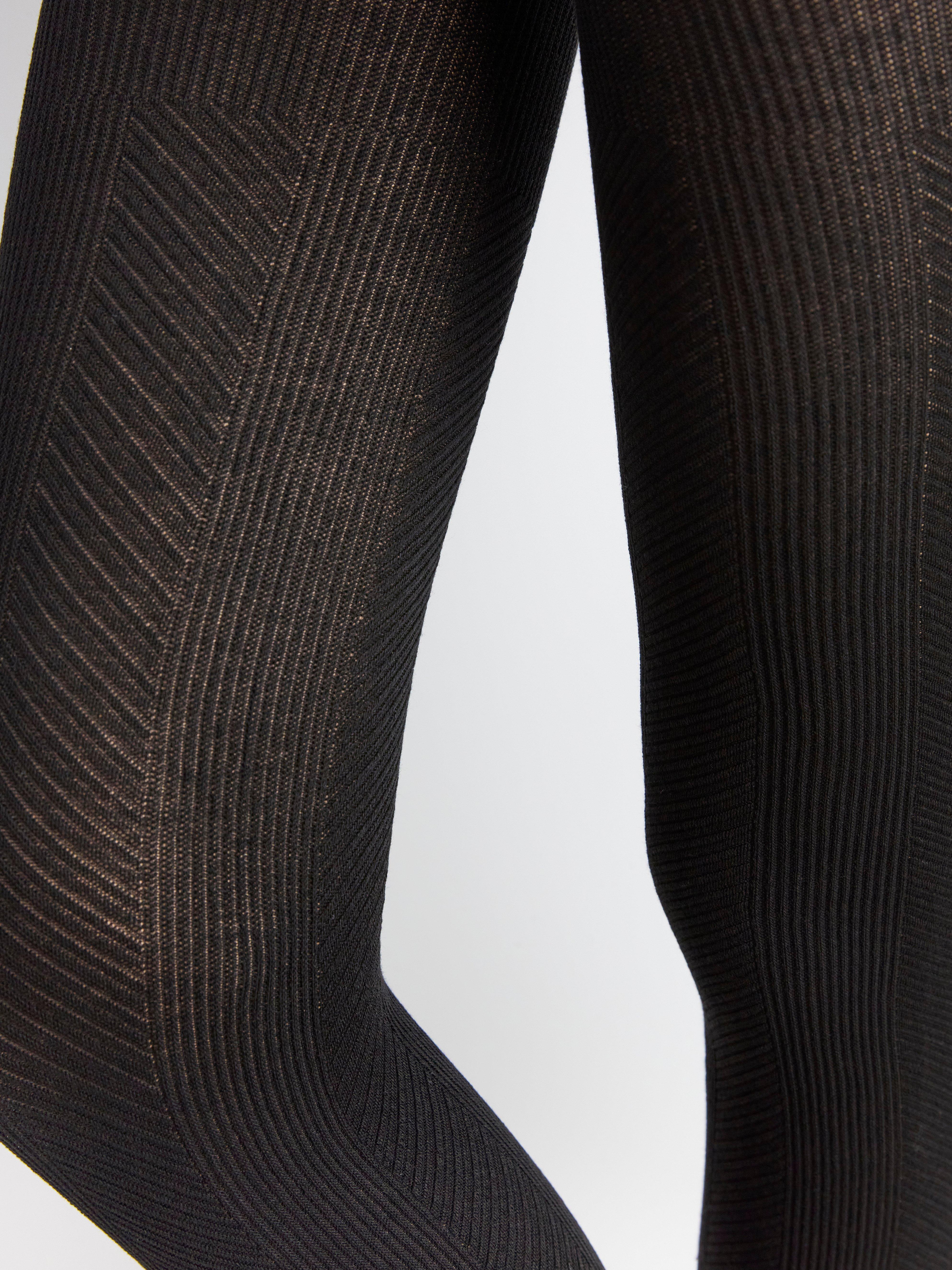 Rib knit tights Black