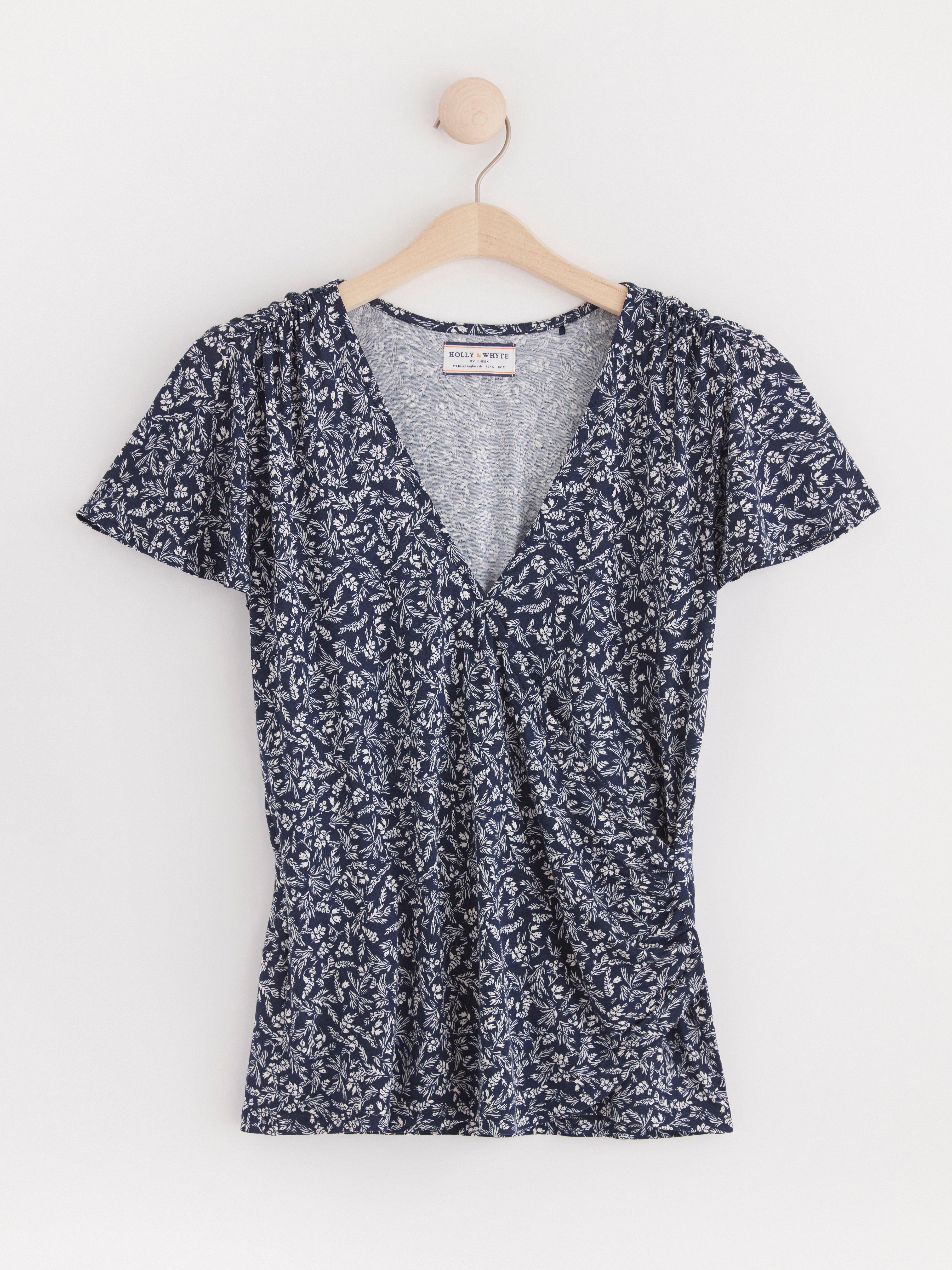 Short sleeve wrap top Navy