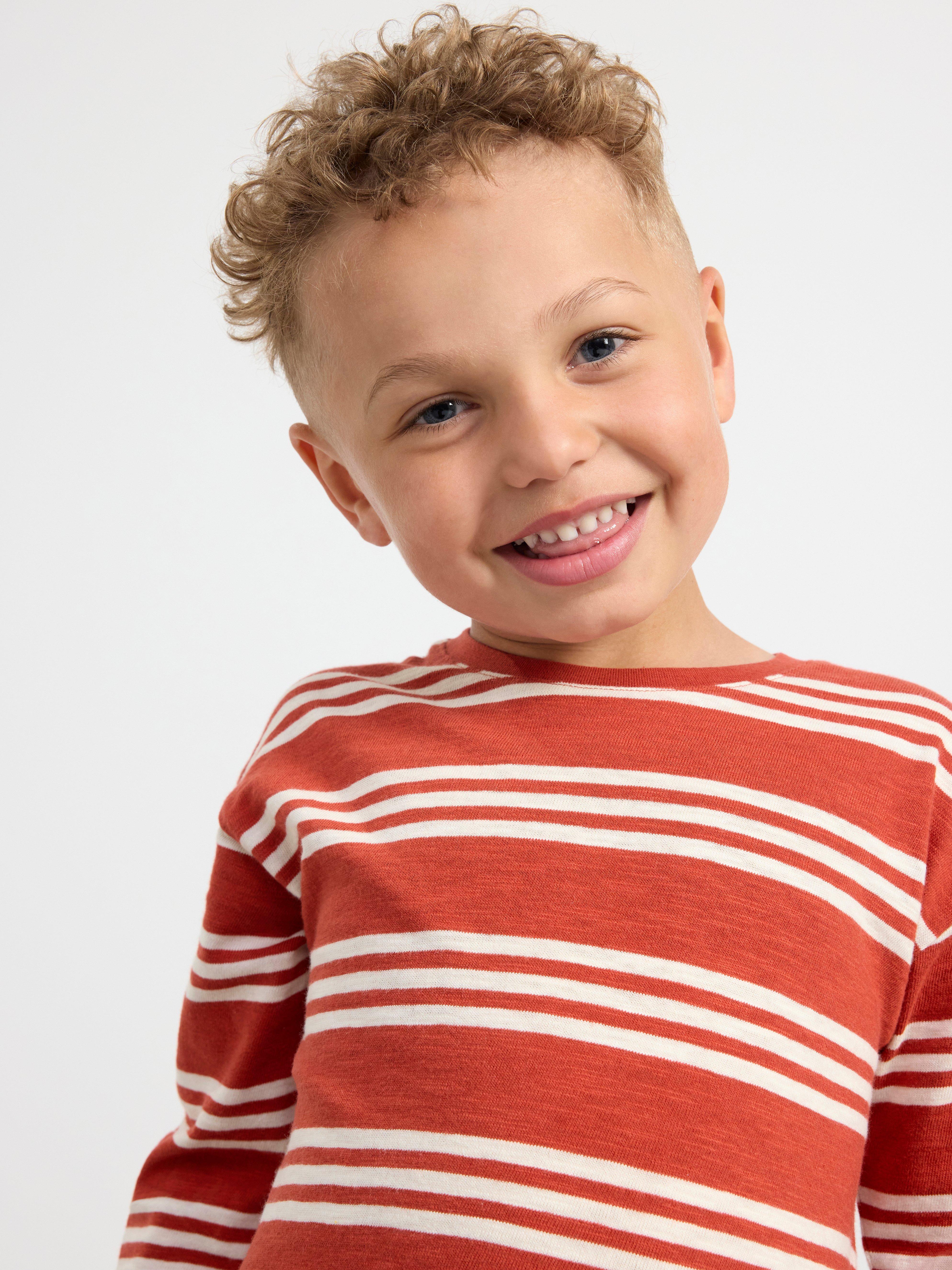 Long sleeve top with stripes Dark Dusty Red