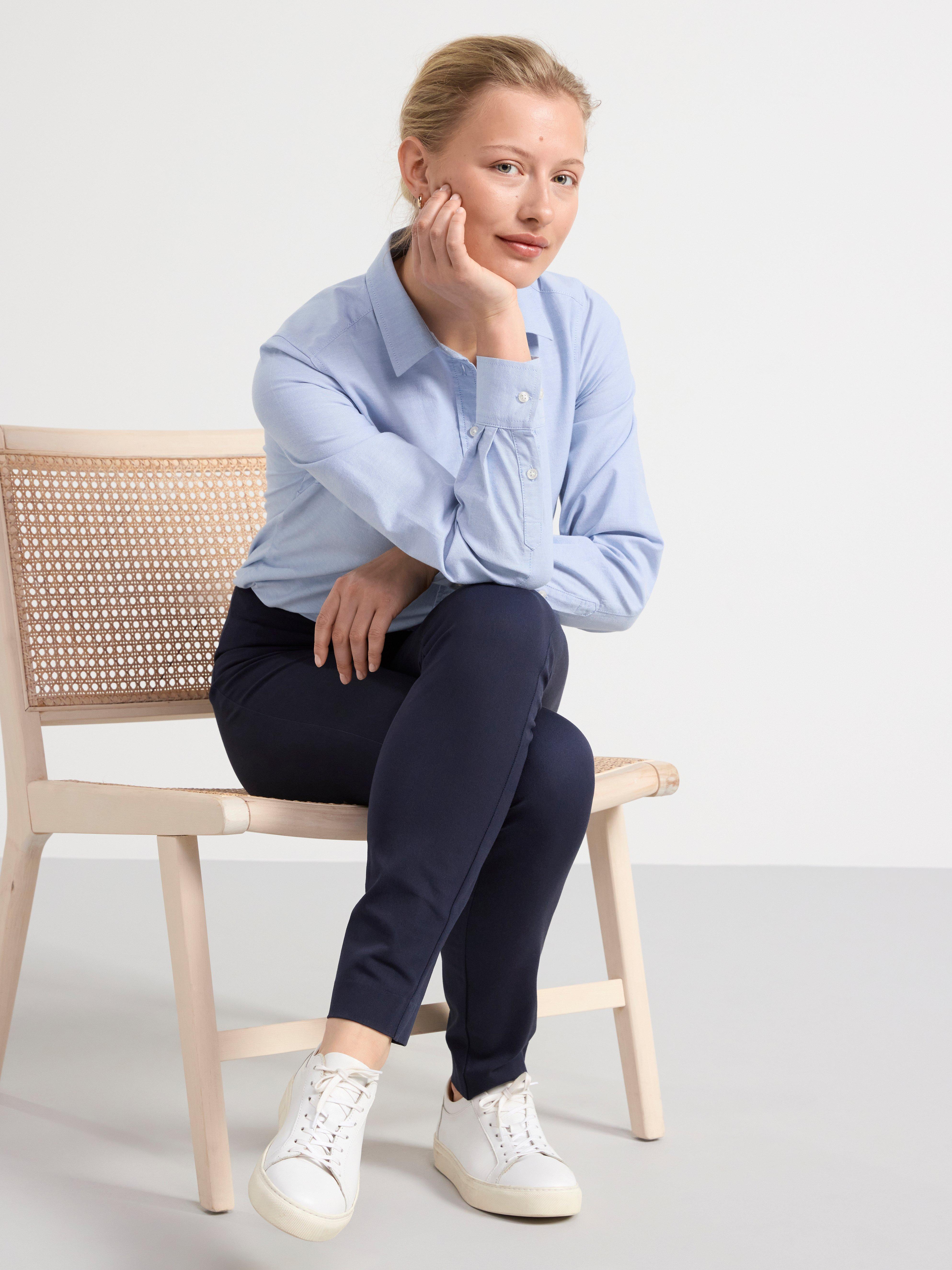 Long sleeved oxford shirt chambray blue