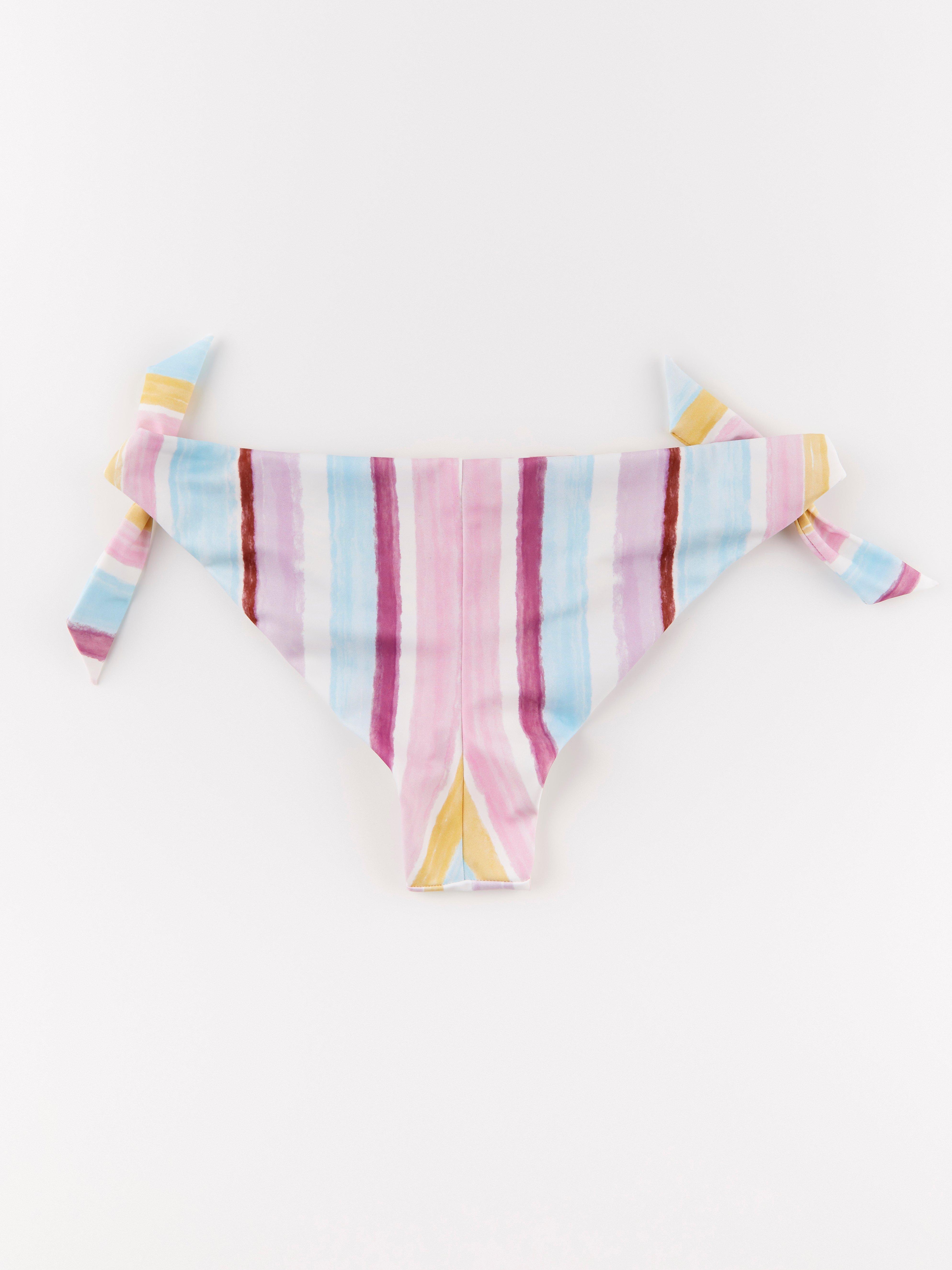 Brazilian low bikini briefs with stripes Yellow