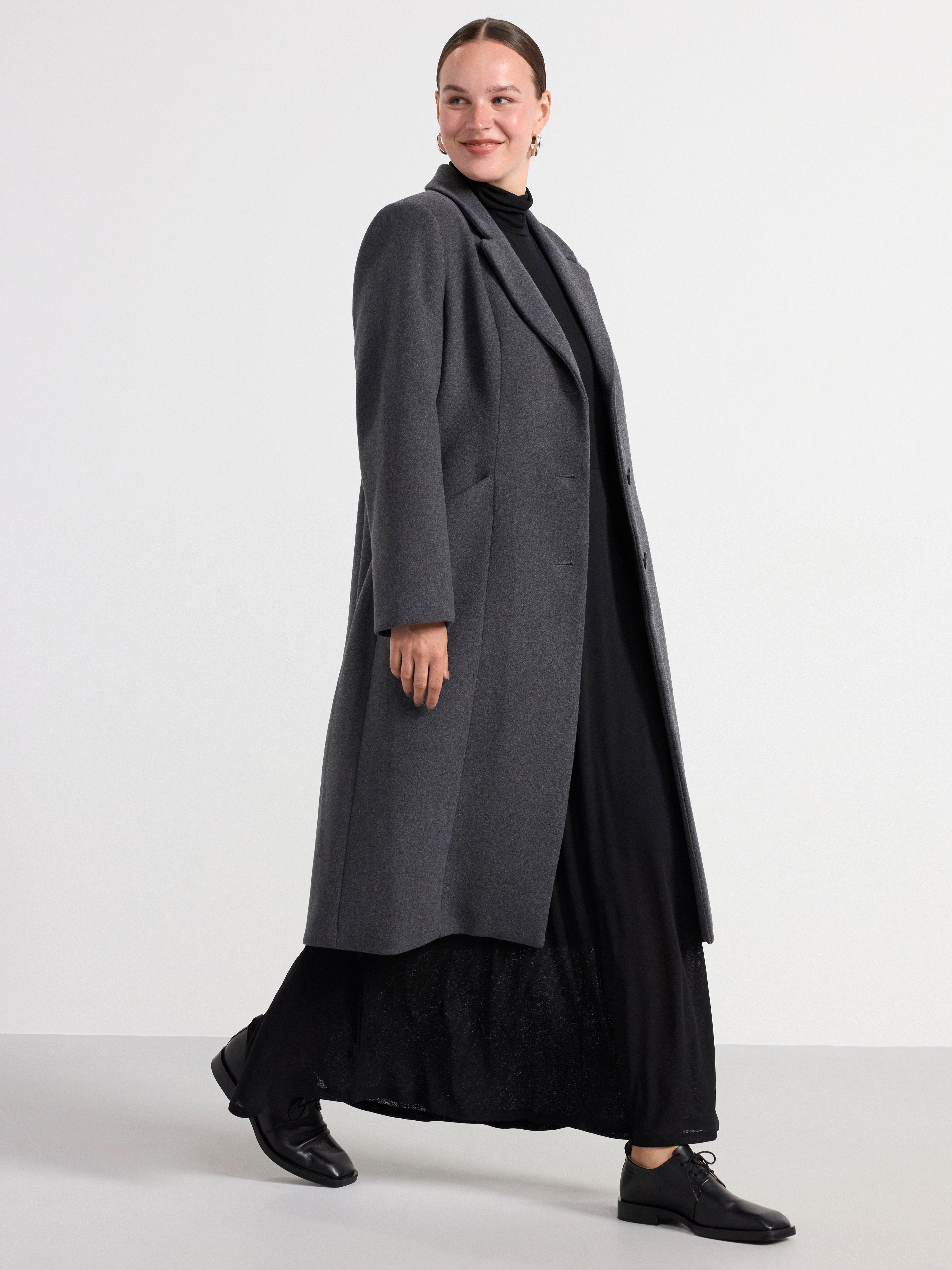 Coat in wool blend Dark Grey Melange