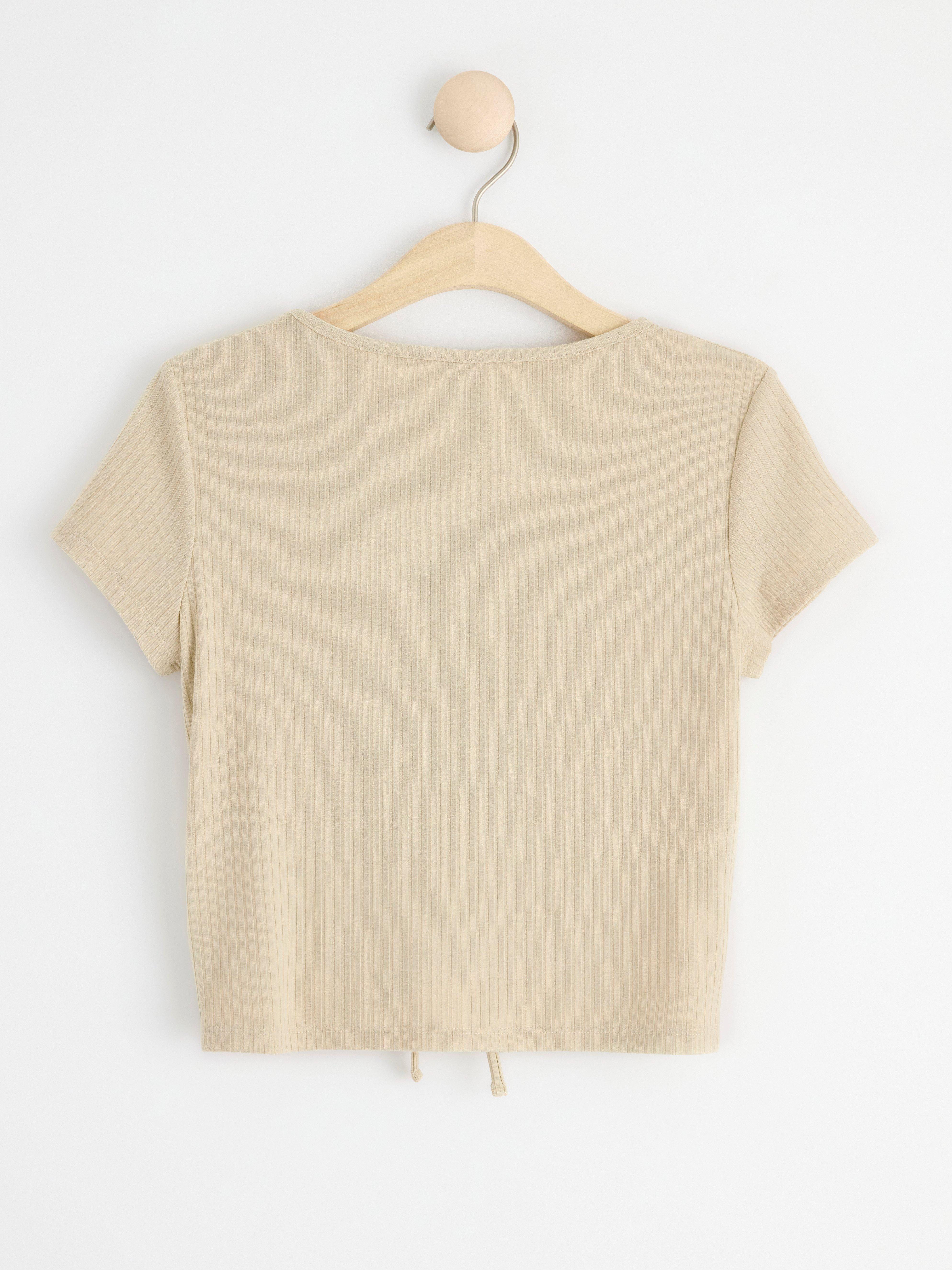 Ribbed top with gatherings to front Light Beige