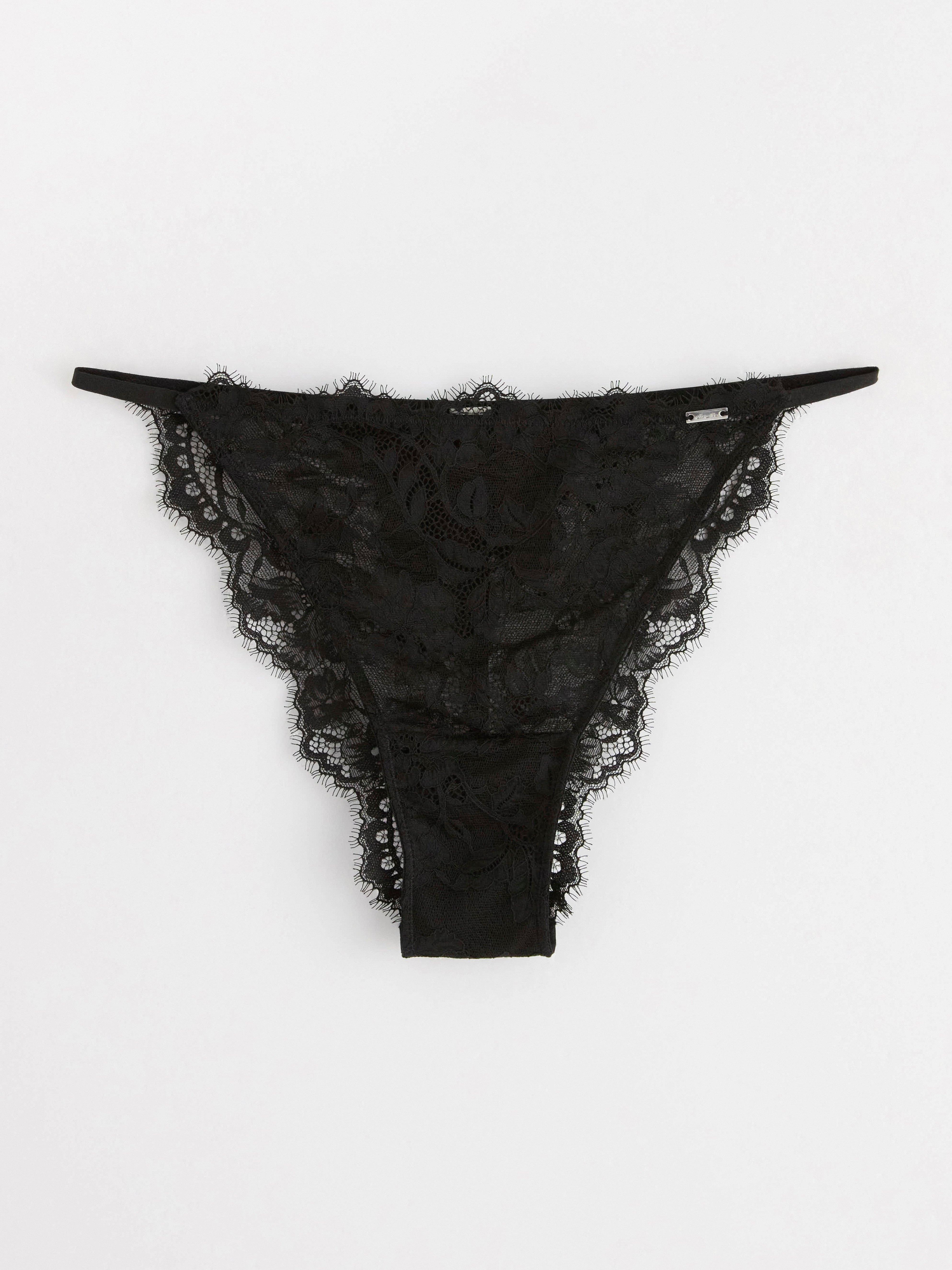 Bikini brief  with midi waist Black