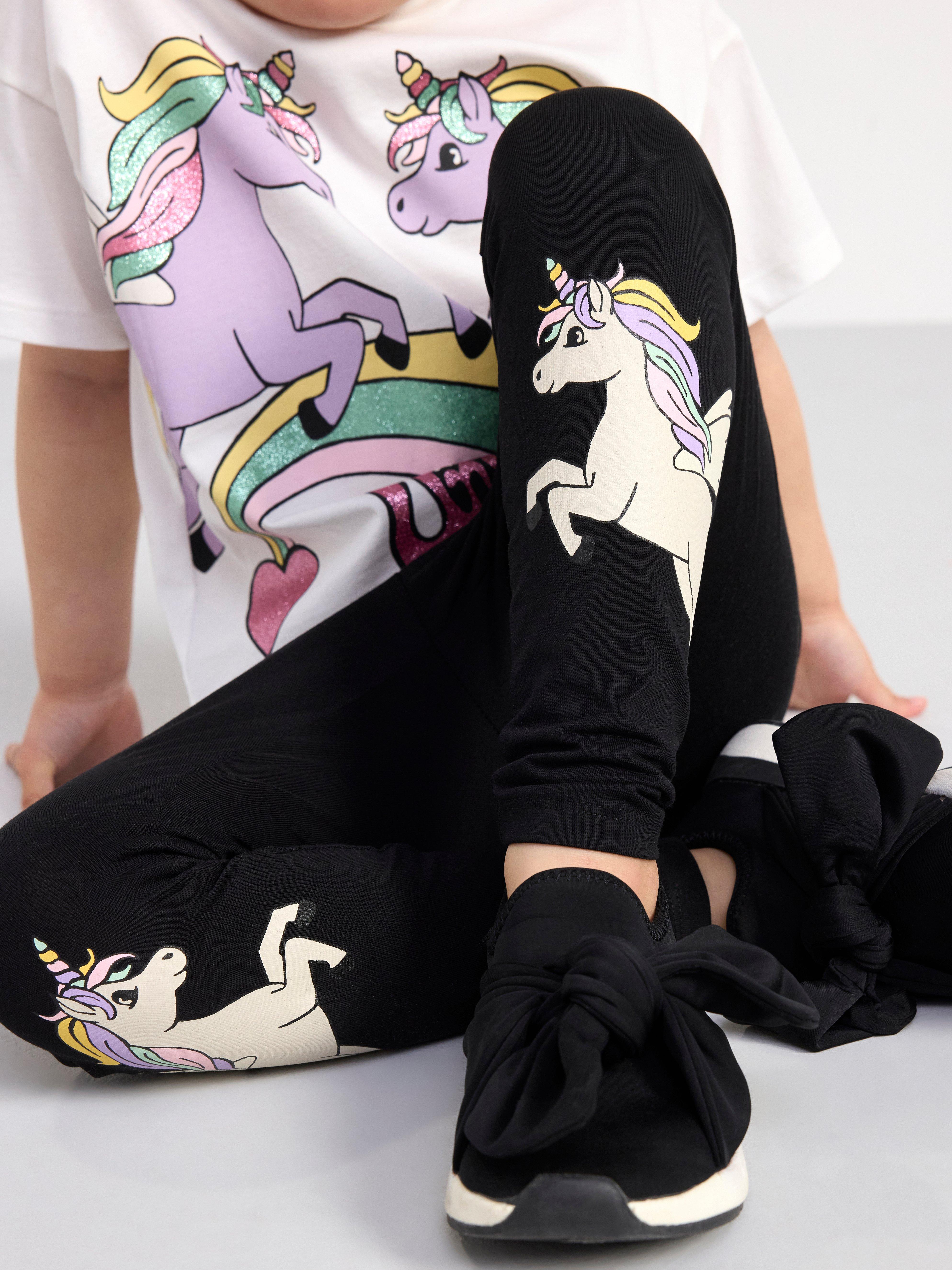 Leggings with unicorns Black