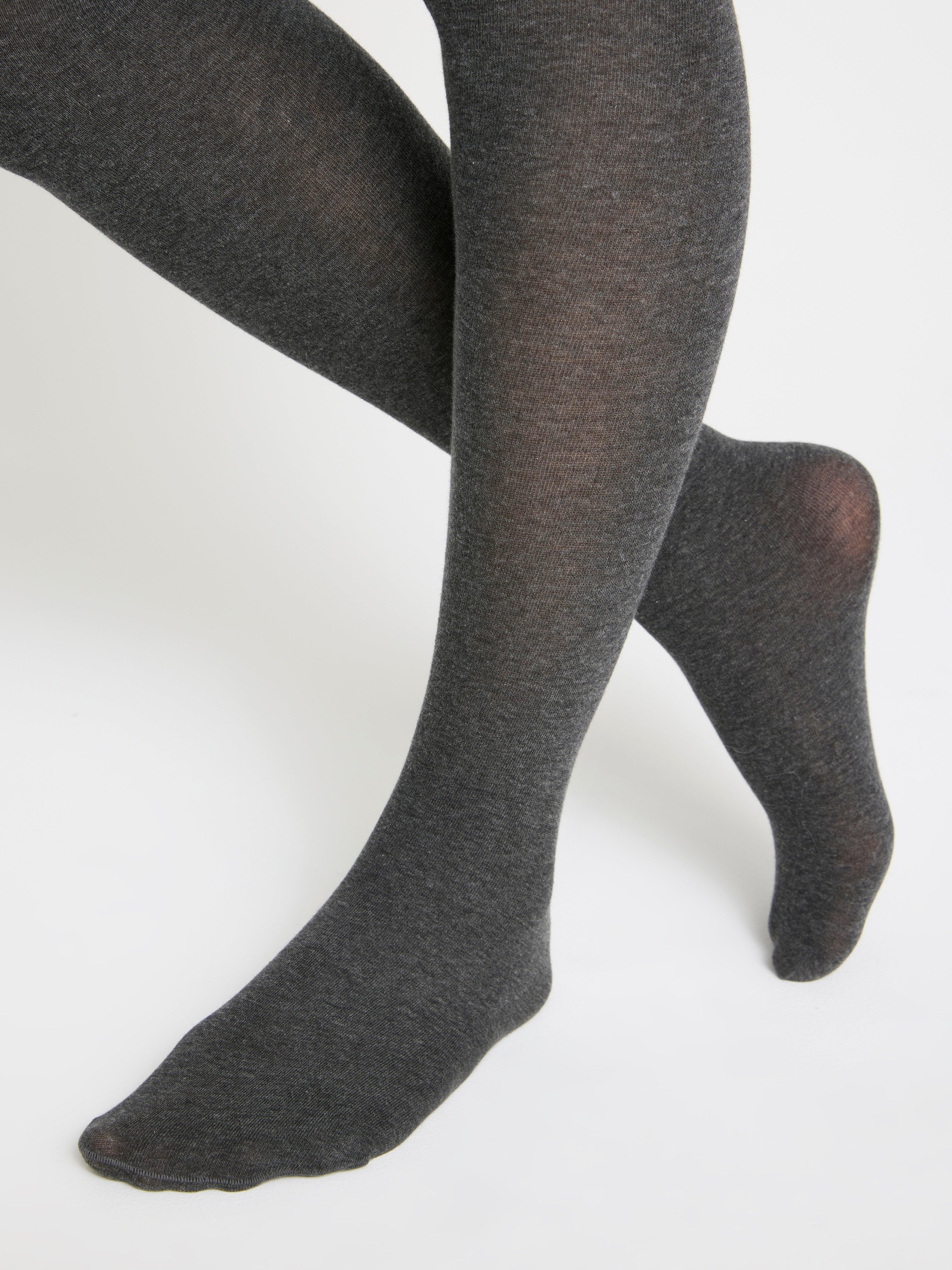 Knitted cotton blend tights Stone Grey Melange